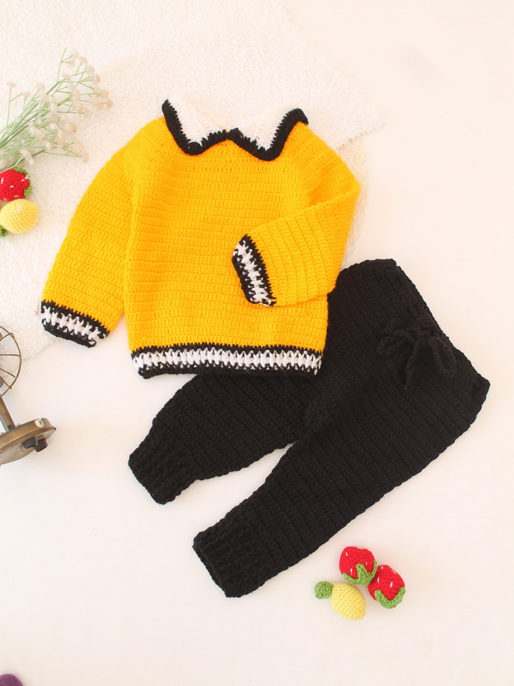 Image of Woonie Colour Blocked Sweater Set - Yellow