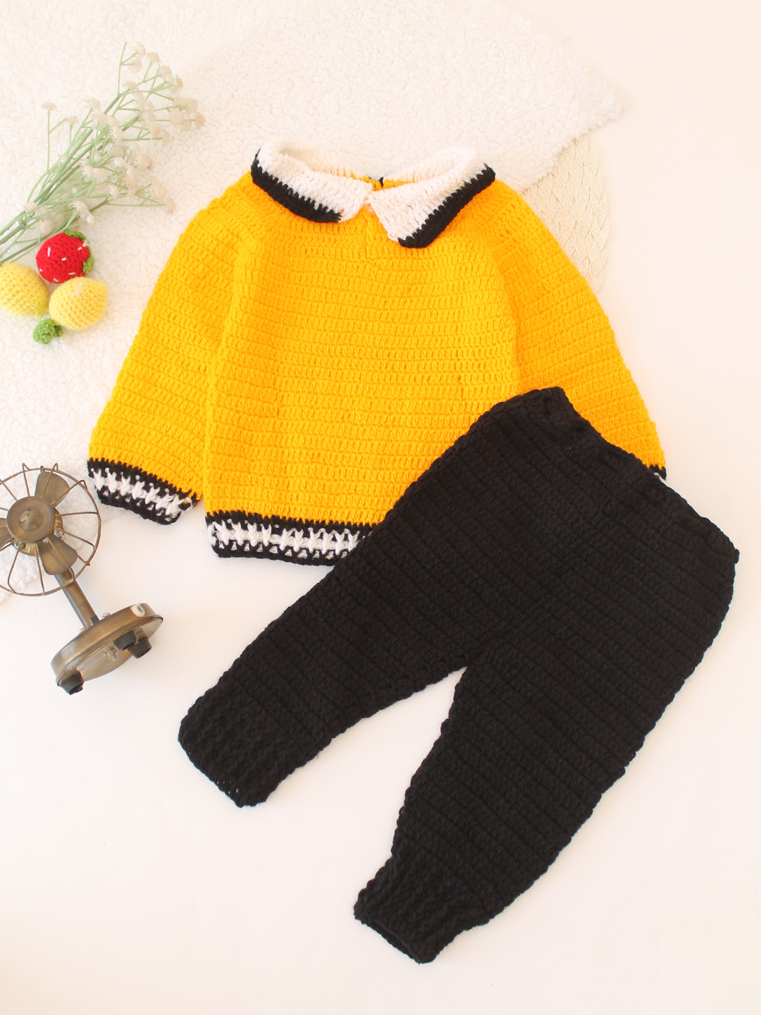 Woonie Colour Blocked Sweater Set - Yellow