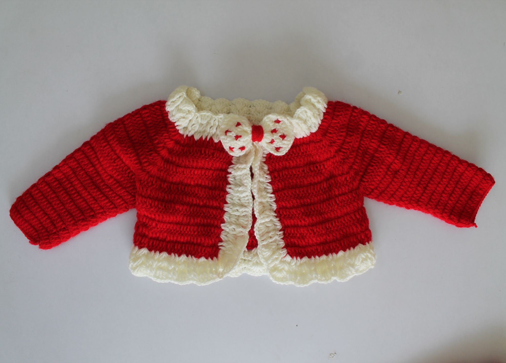 Woonie Full Length Bow Detailing Handmade Sweater With Pants - Red