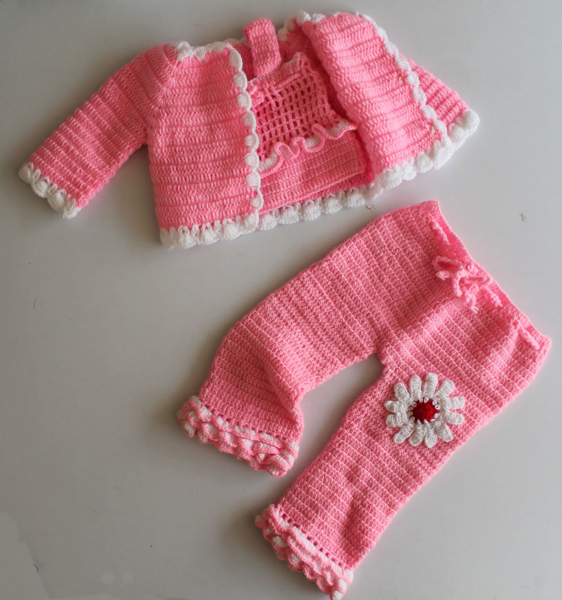 Woonie Sleeveless Handmade Crop Top With Bottom An Jacket-Pink