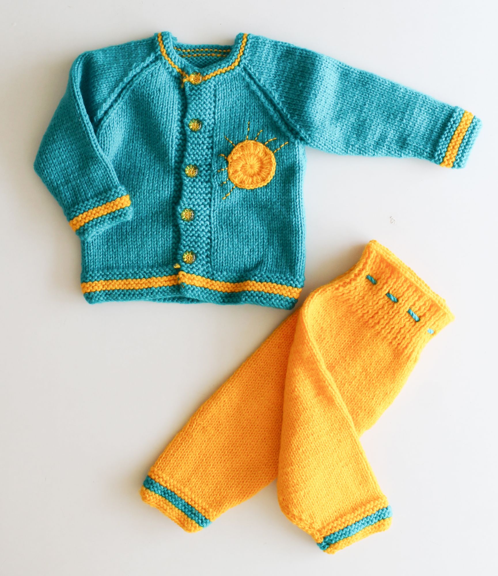 Woonie Handmade Full Sleeves Sweater With Pant - Sea Green