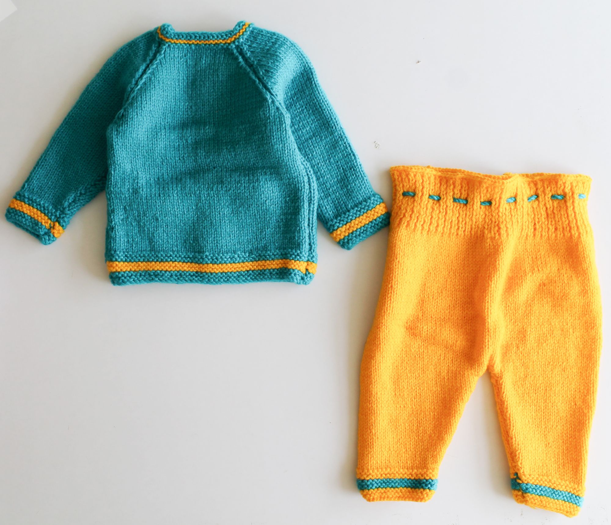Woonie Handmade Full Sleeves Sweater With Pant - Sea Green