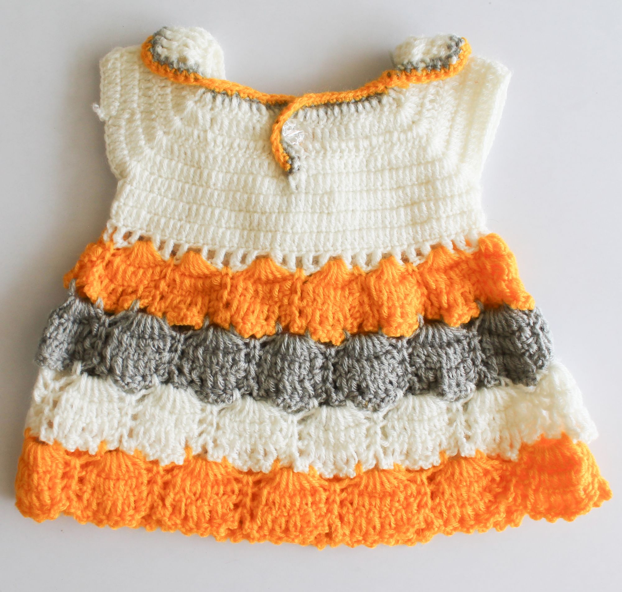 Woonie Handmade Sleeveless Shell Patterned Top With Flared Pants - Orange