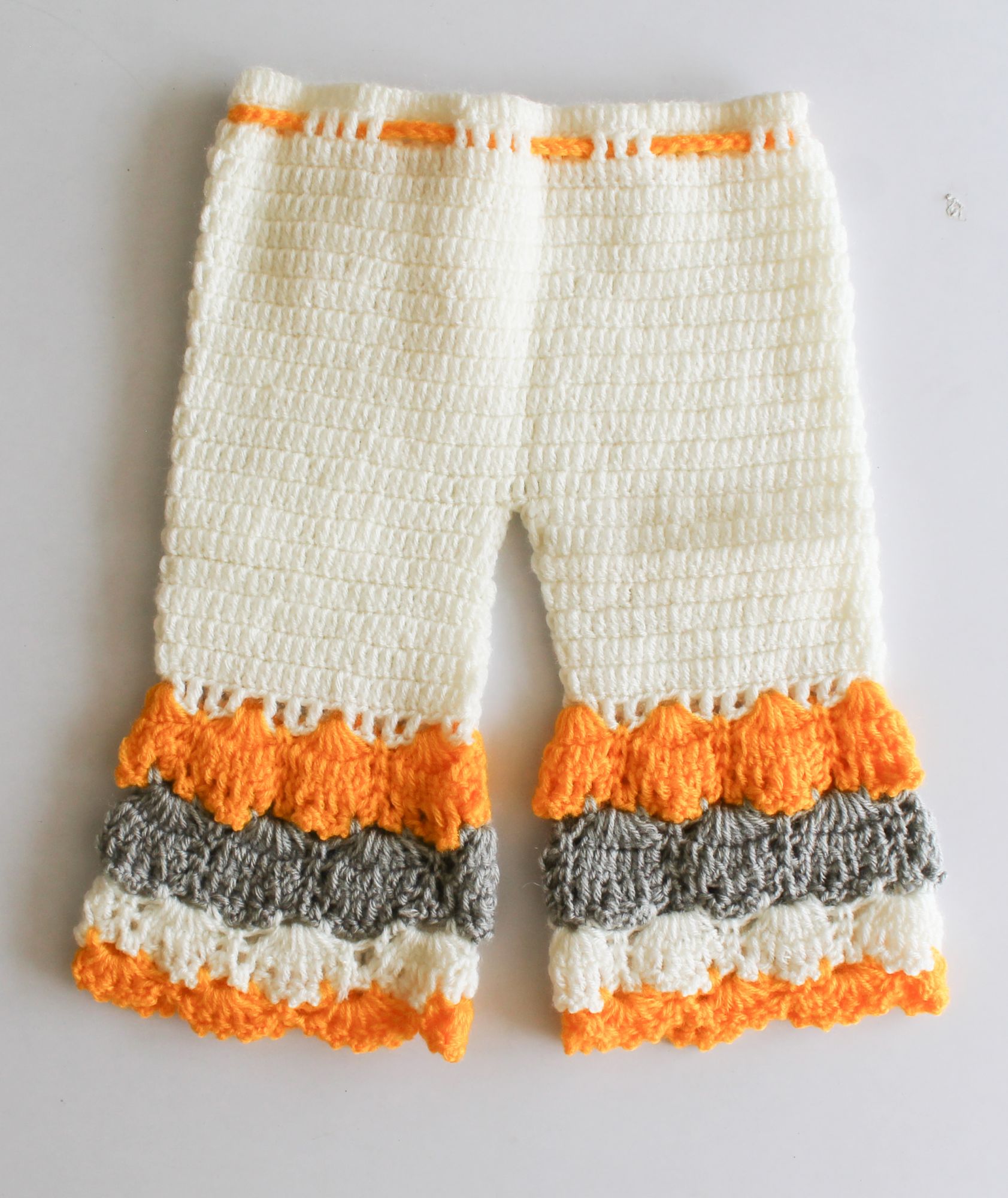 Woonie Handmade Sleeveless Shell Patterned Top With Flared Pants - Orange