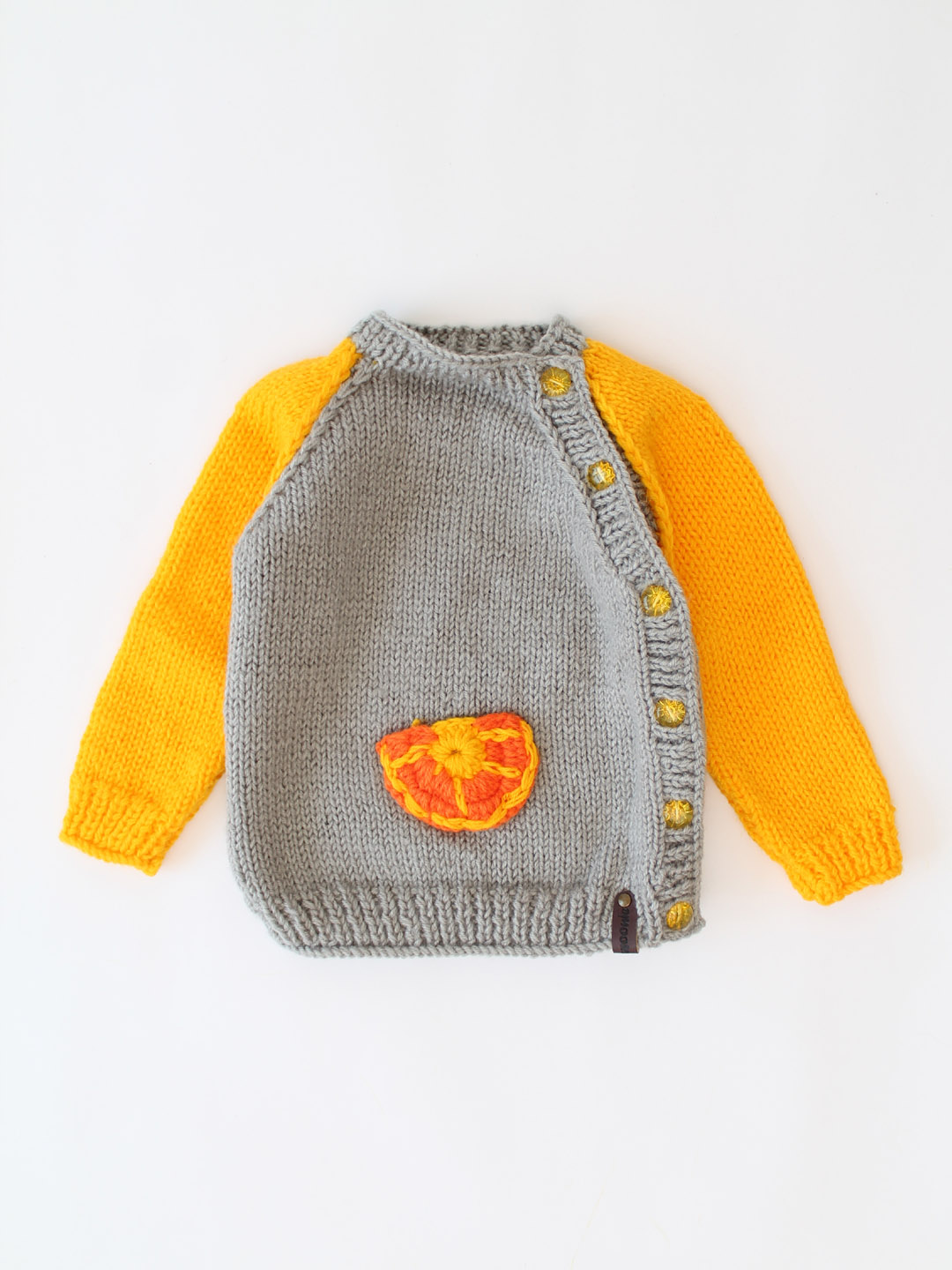 Woonie Handmade Full Sleeves Fruit Design Sweater with Pant-Grey
