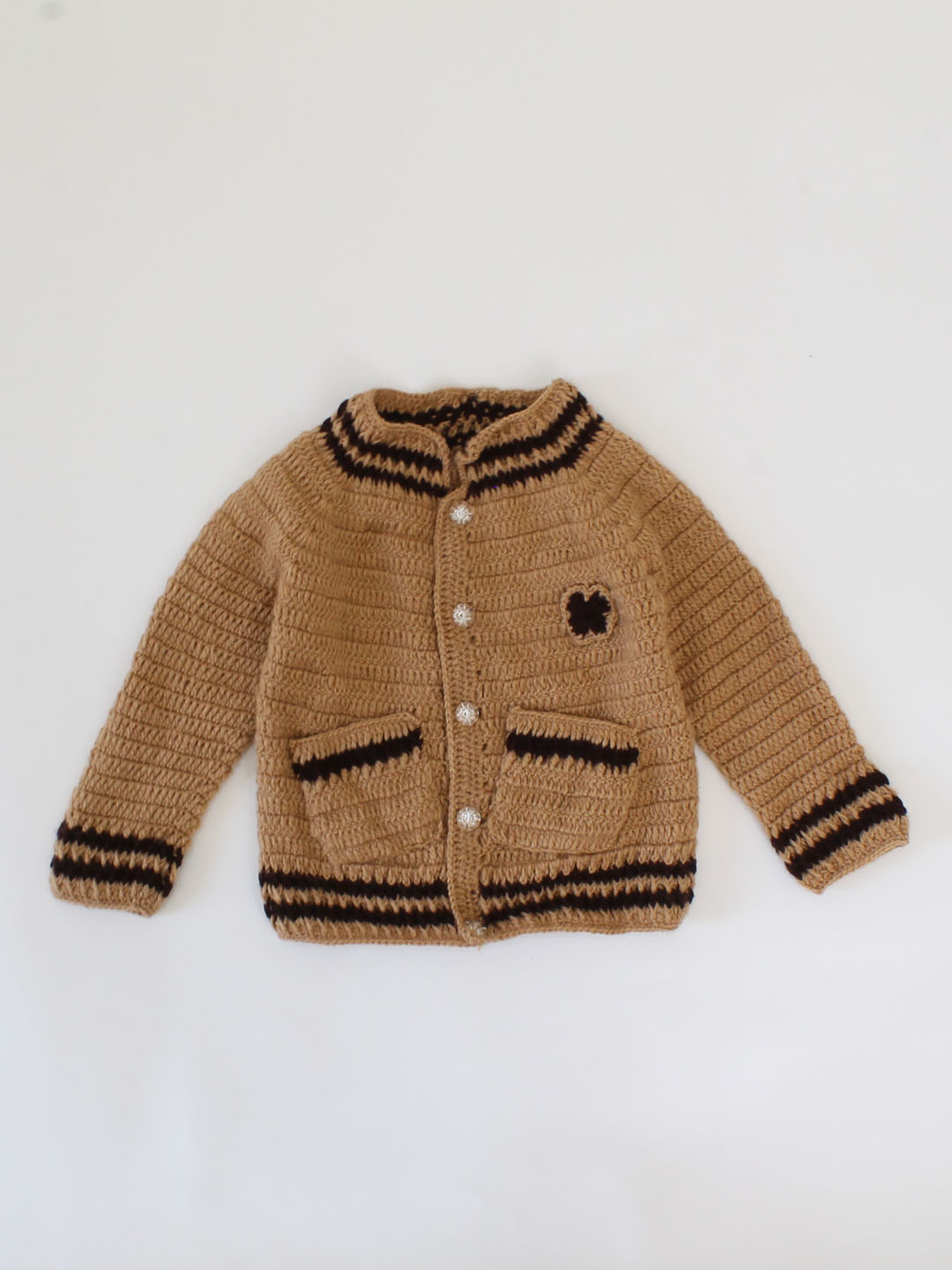 Handmade Full Sleeves Pocket Detailing Sweater with Pant & Cap-Brown