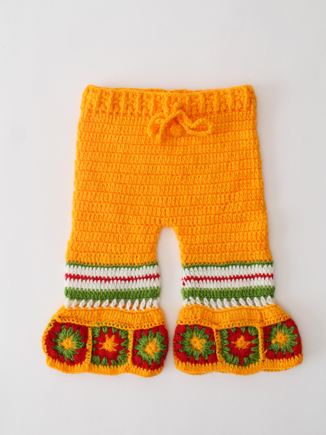 Woonie Handknitted Granny Square Detailed Sharara Set - Orange