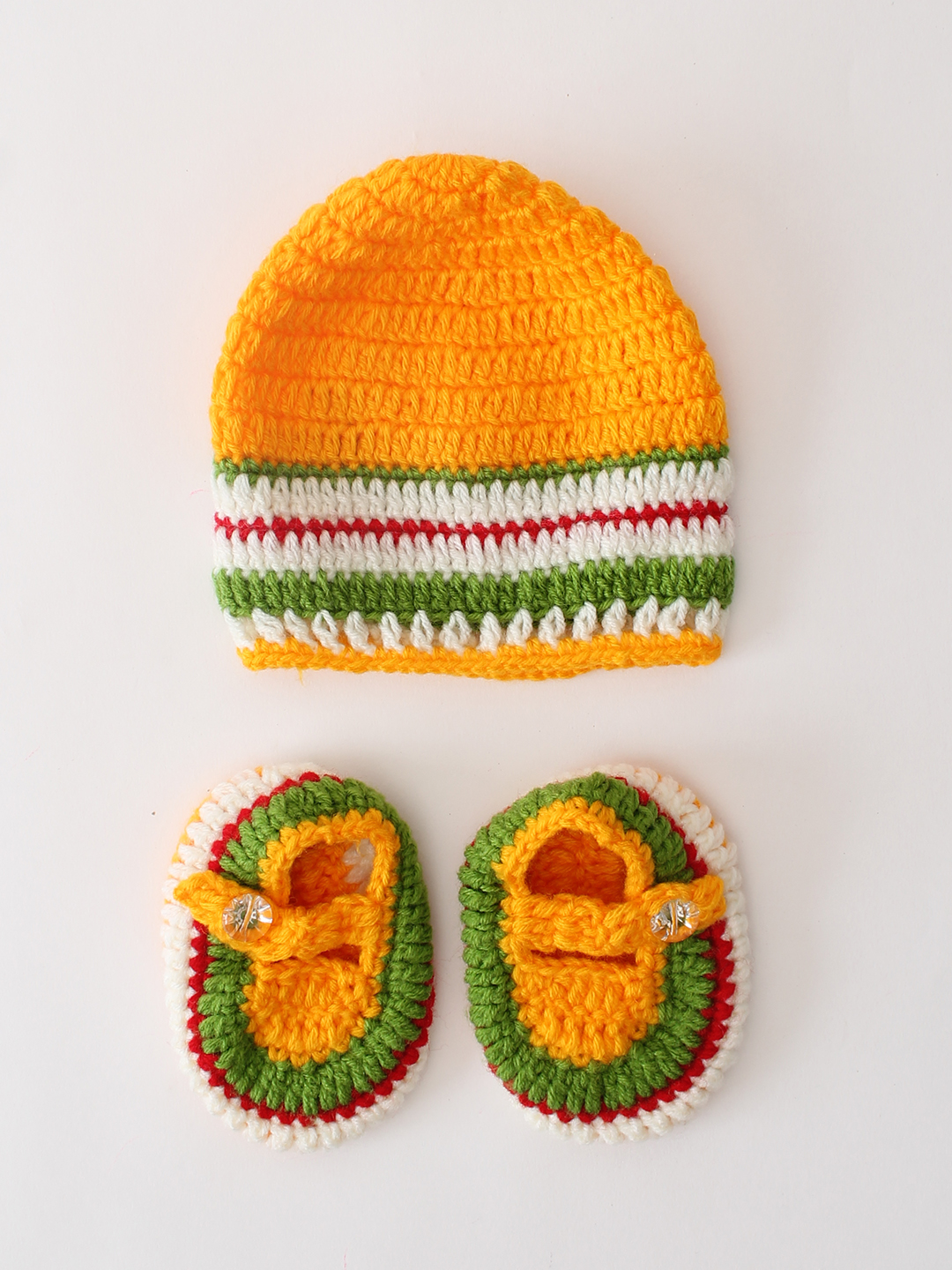 Woonie Handknitted Granny Square Detailed Sharara Set - Orange