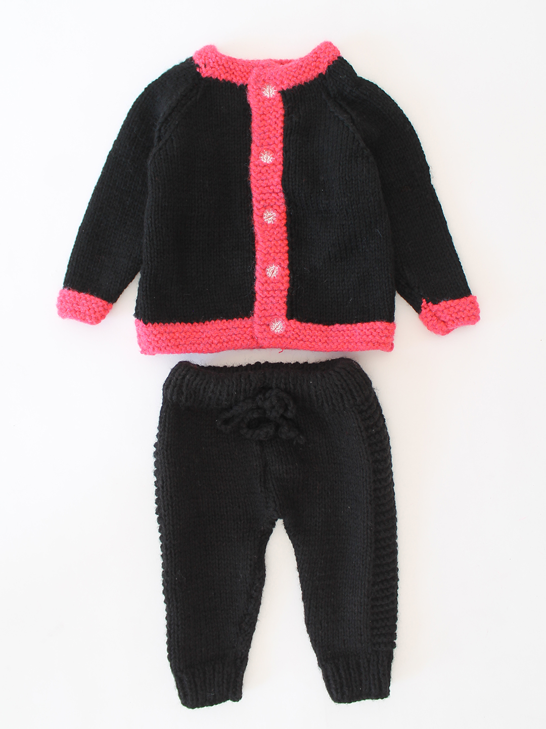 Woonie Handknitted Color Block Sweater Set - Black