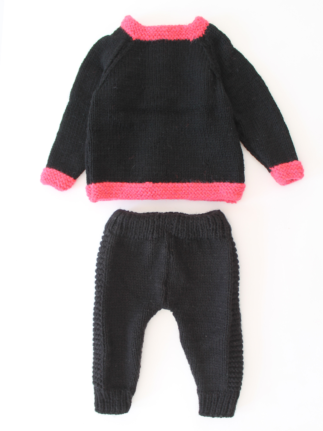 Woonie Handknitted Color Block Sweater Set - Black
