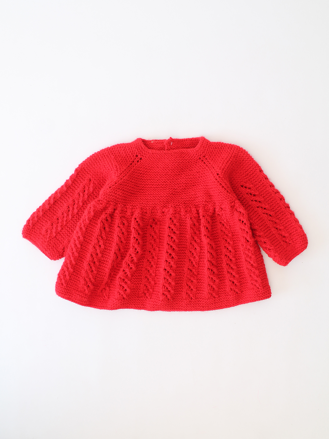Woonie Handknitted Self Design Sweater Set with matching Socks - Red