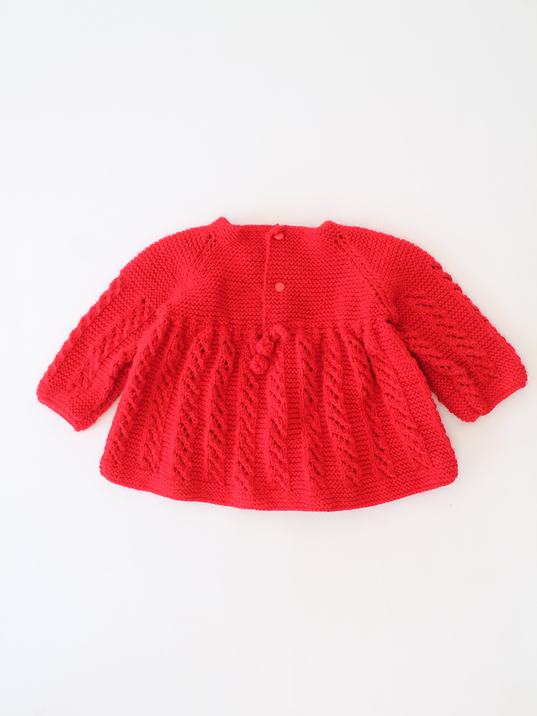 Woonie Handknitted Self Design Sweater Set with matching Socks - Red