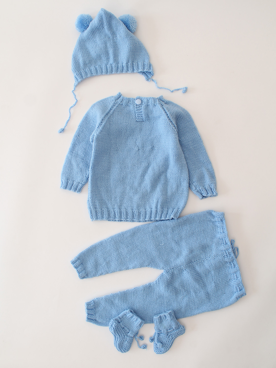 Woonie Self Designed Sweater Pant Cap & Socks Set - Blue