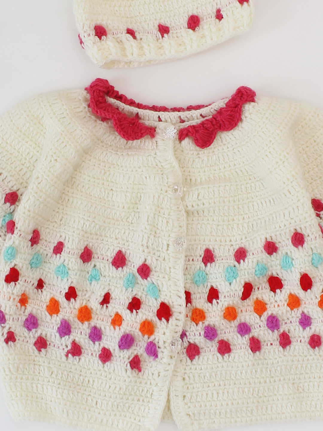 Woonie Polka Dots Designed Sweater Set - Cream