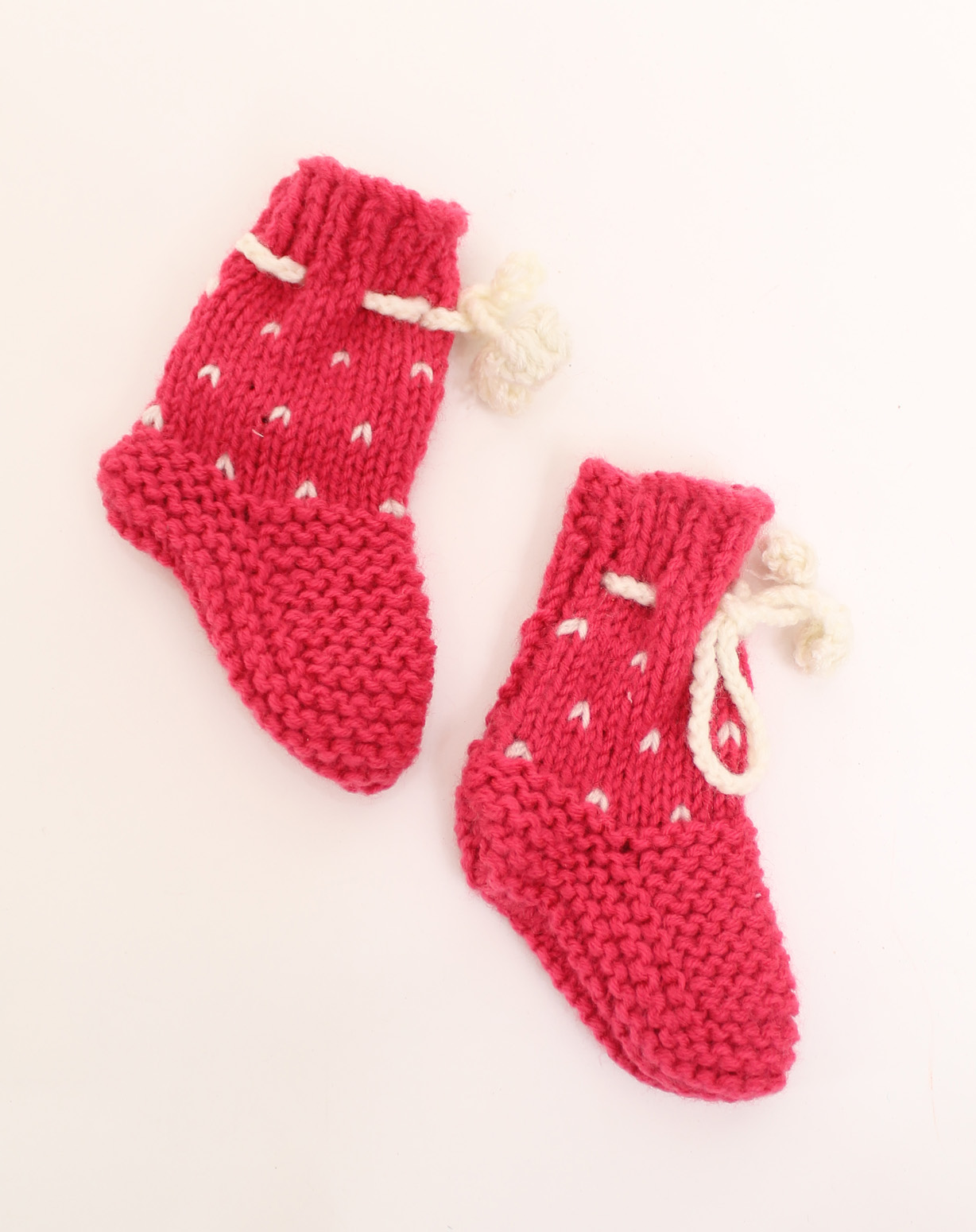 Woonie Handmade Knitted Embroidered Socks-Pink