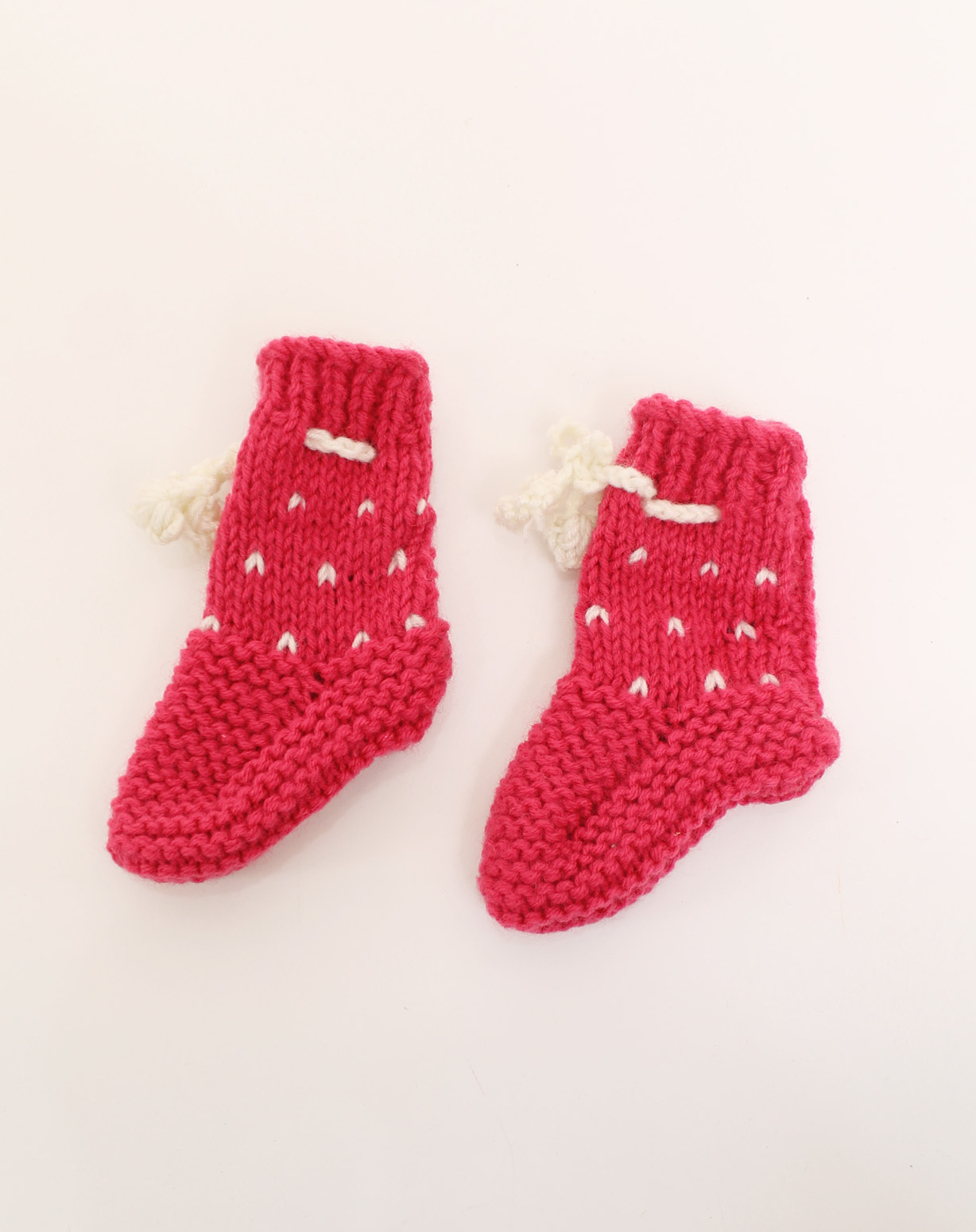 Woonie Handmade Knitted Embroidered Socks-Pink