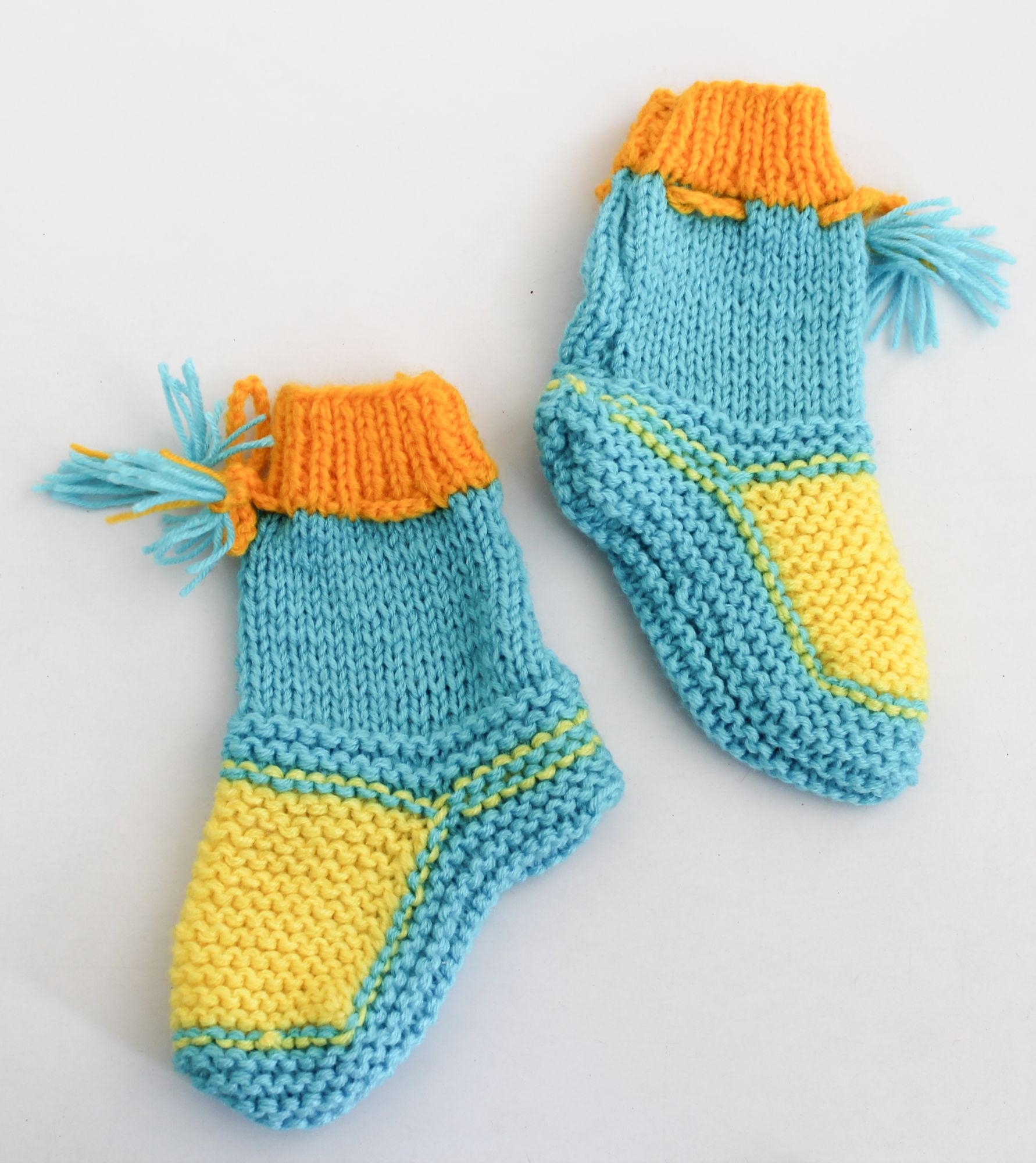 Woonie Color Block Handmade Socks - Blue