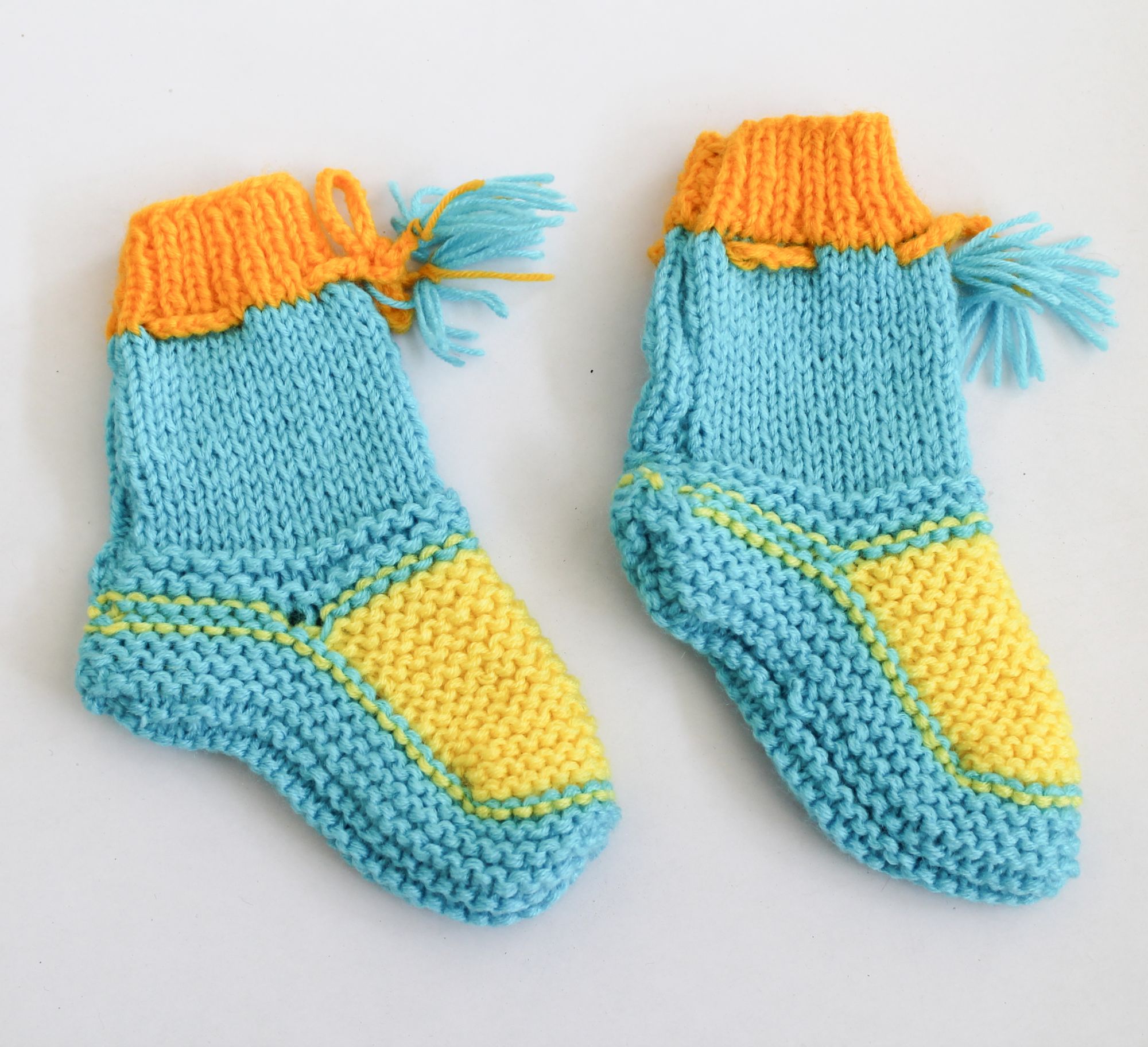 Woonie Color Block Handmade Socks - Blue