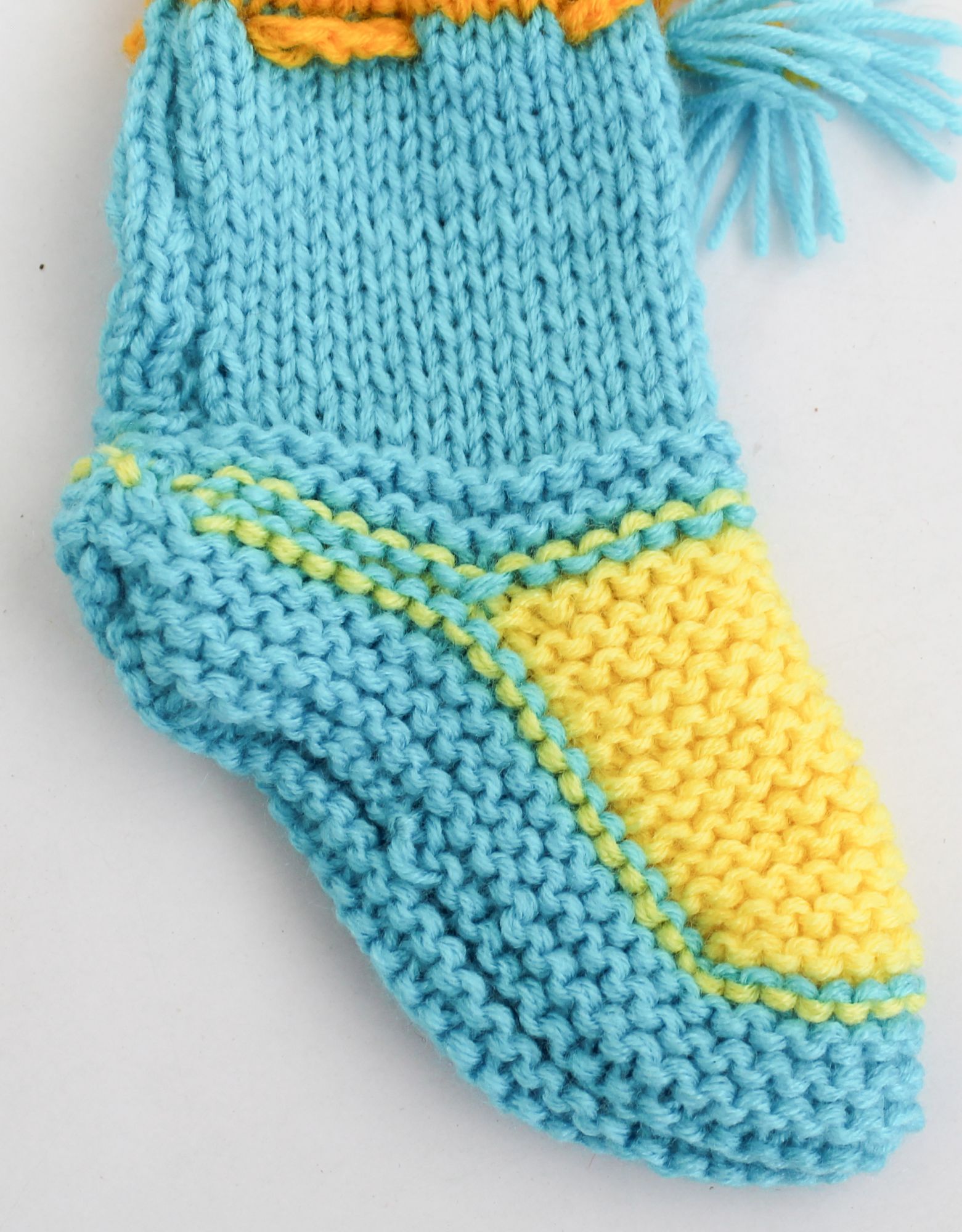 Woonie Color Block Handmade Socks - Blue