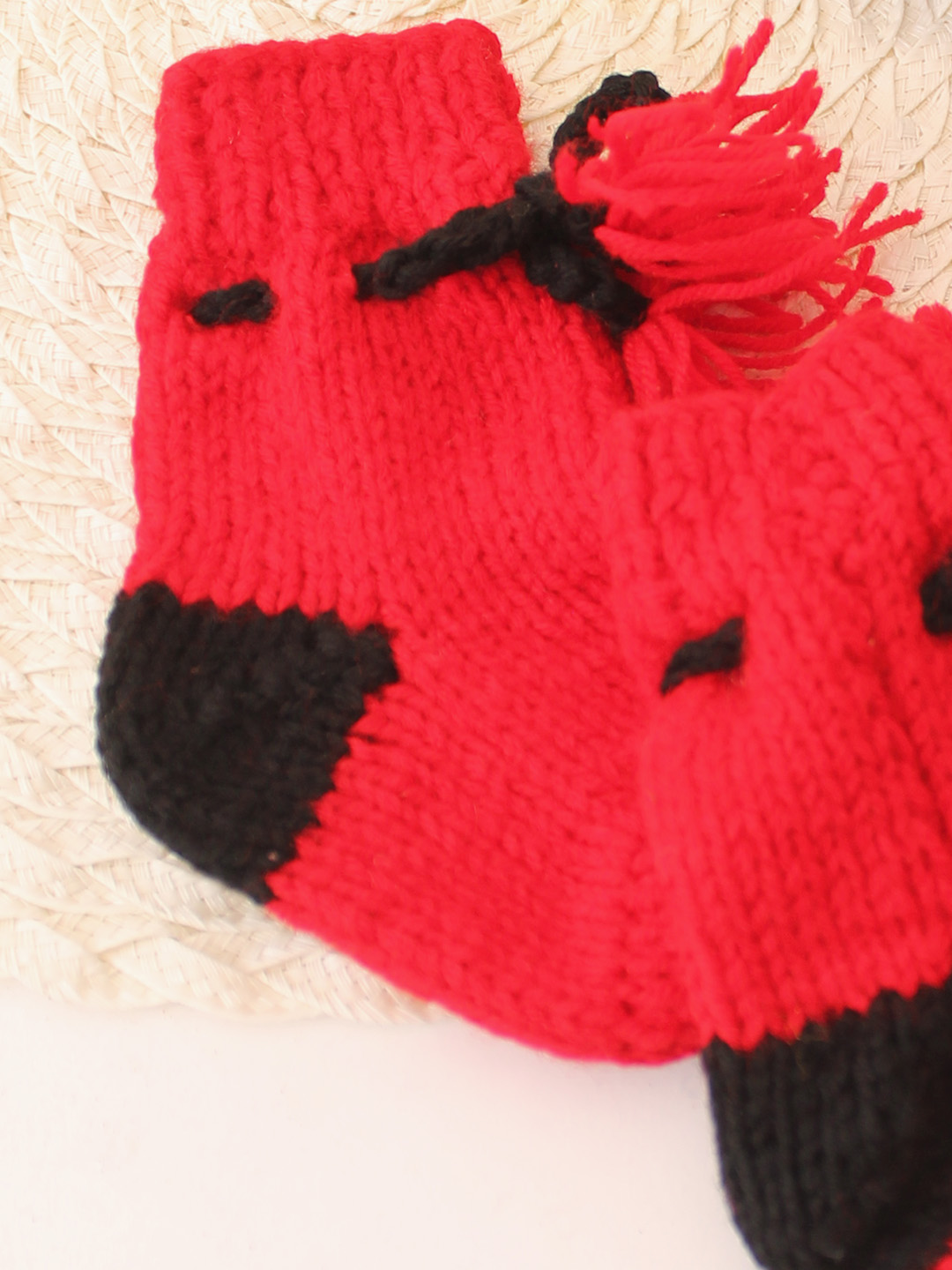 Woonie Handknitted Socks  Red