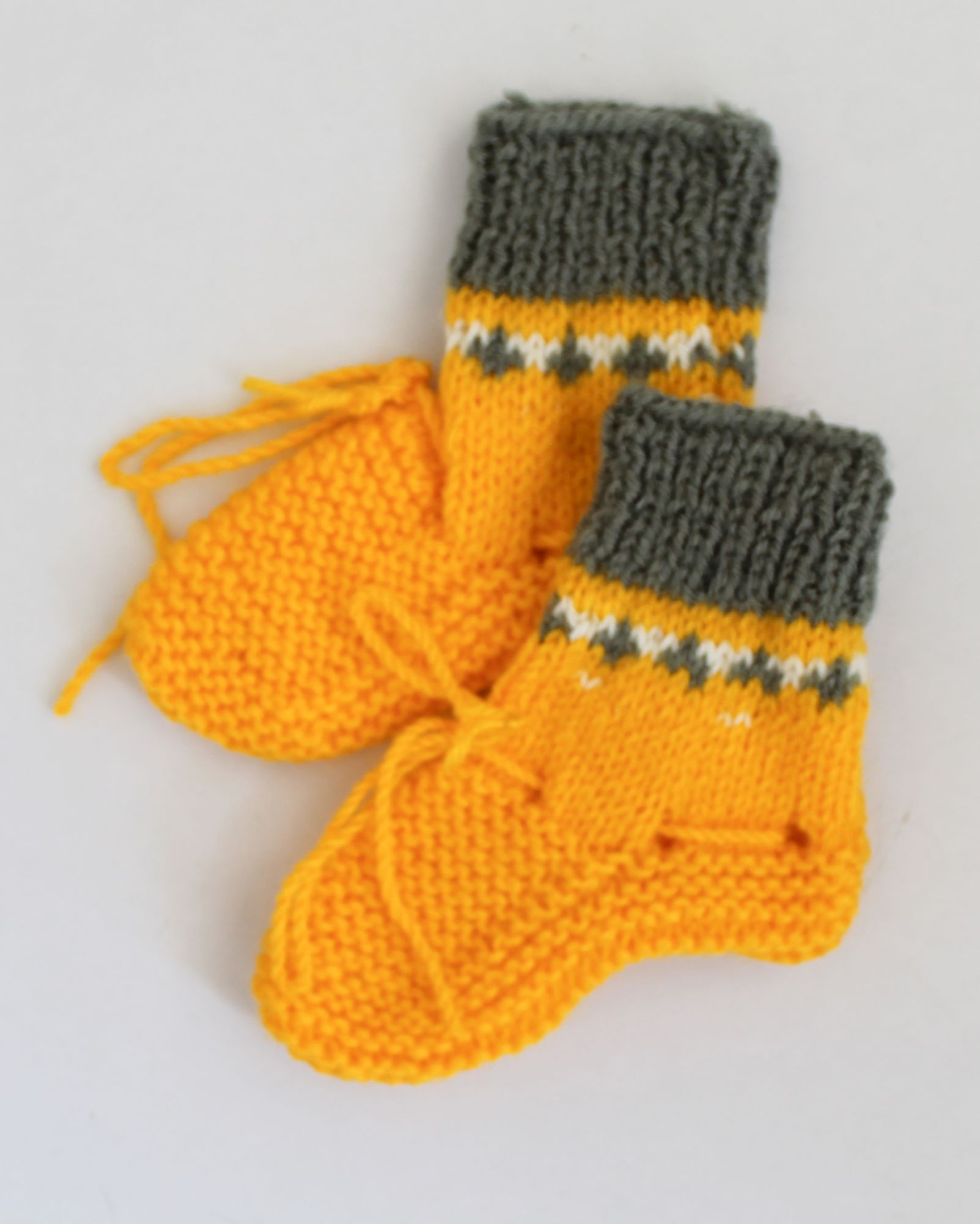 Woonie Color Block Handmade Socks - Yellow