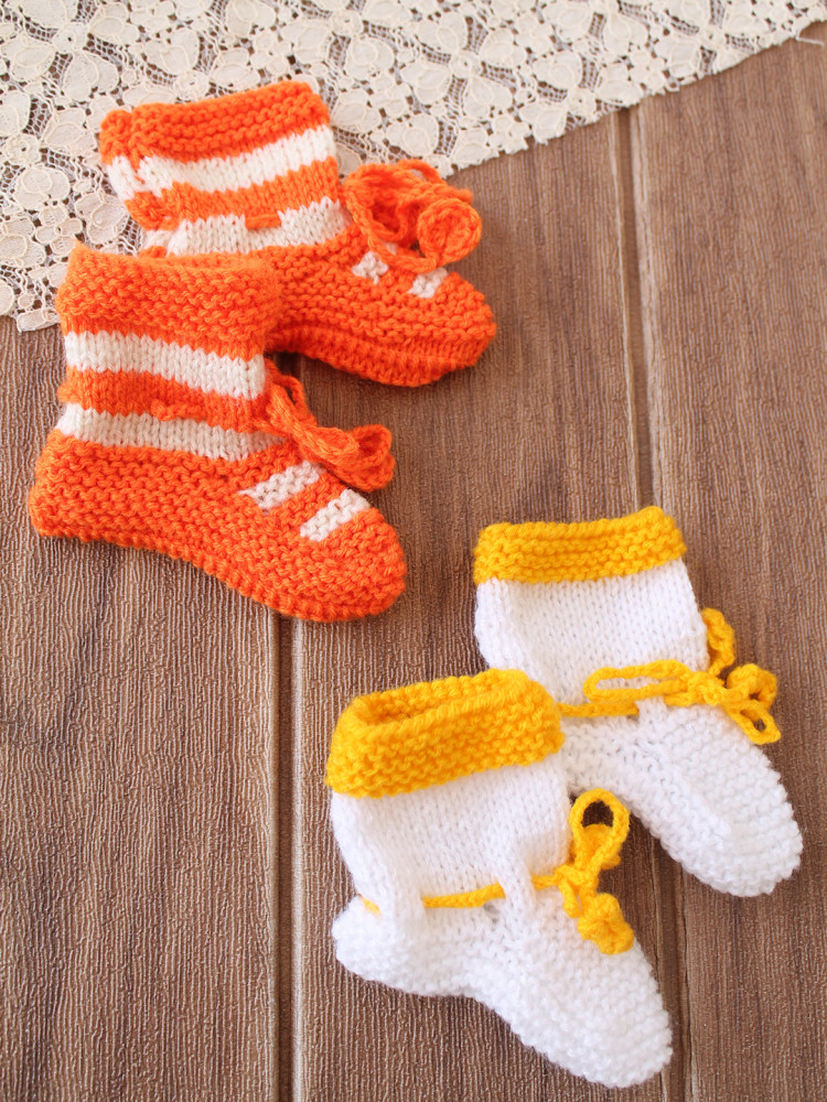 Image of Woonie Handknitted Socks Pack of 2 - Orange