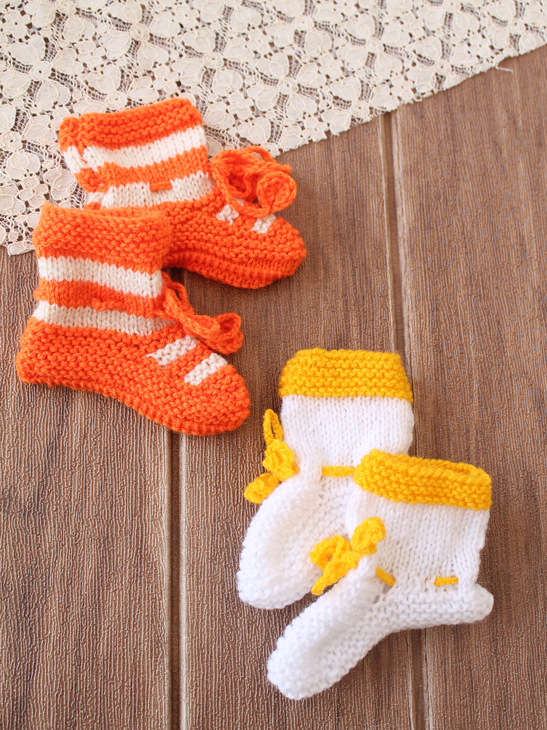 Woonie Handknitted Socks Pack of 2  Orange