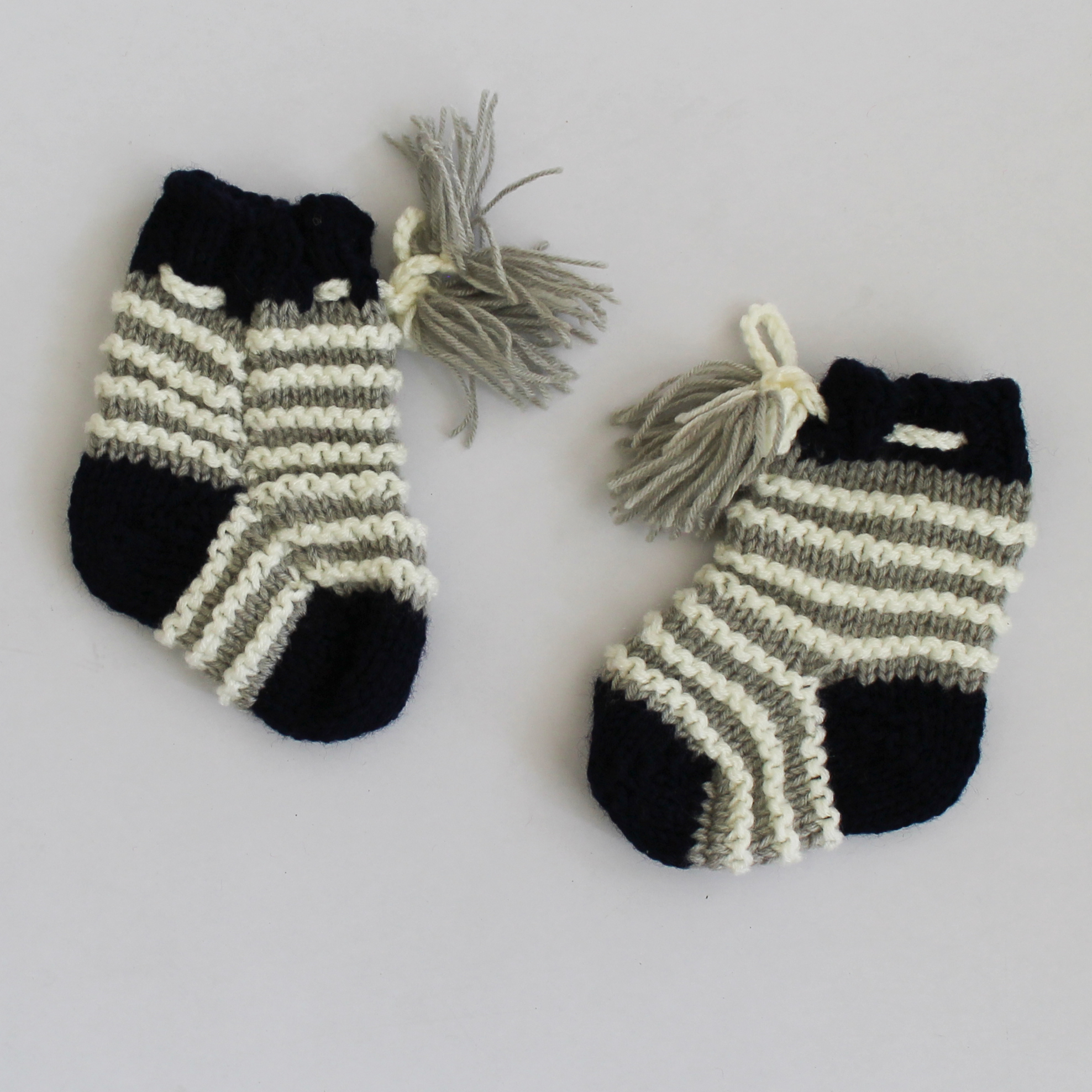 Woonie Striped Handmade Socks - Grey