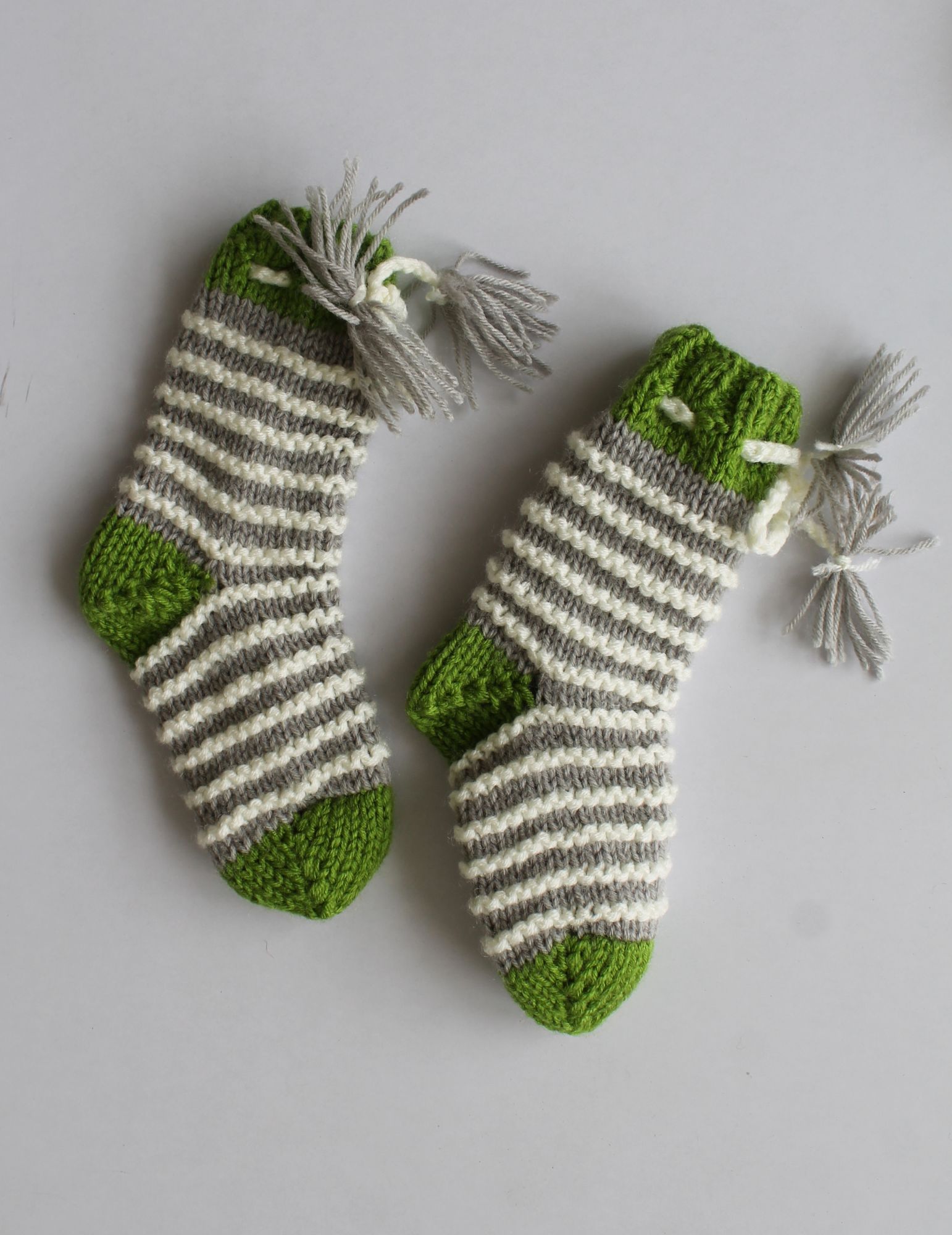 Woonie Striped Handmade Socks - Grey