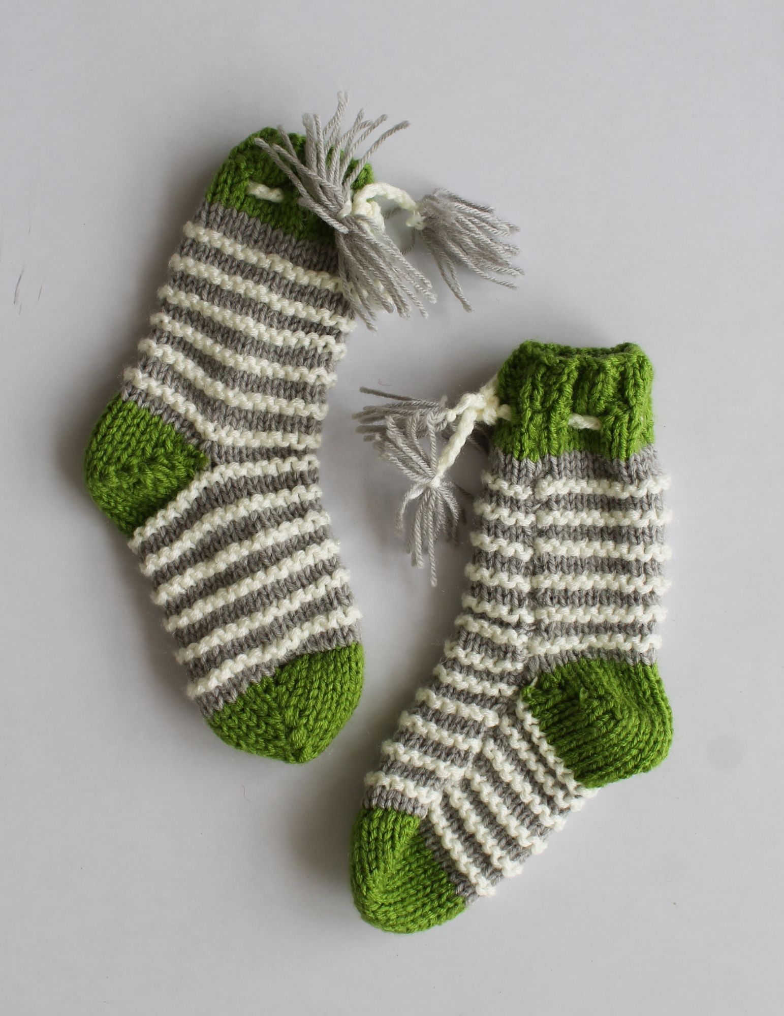 Woonie Striped Handmade Socks - Grey