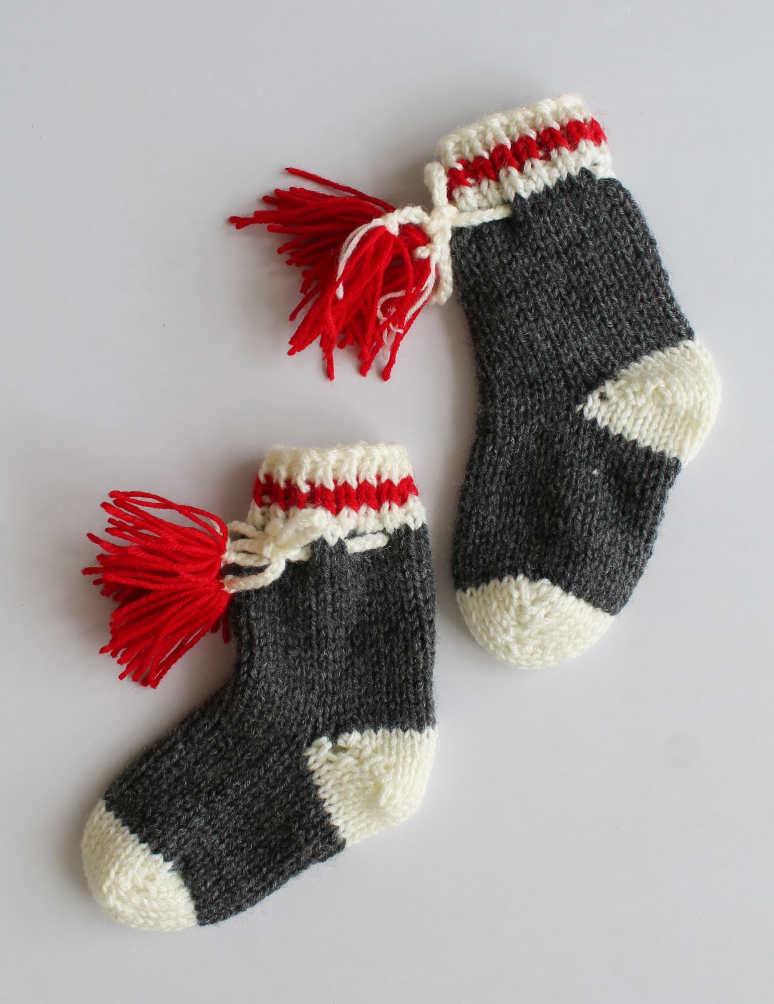 Woonie Color Block Handmade Socks - Grey