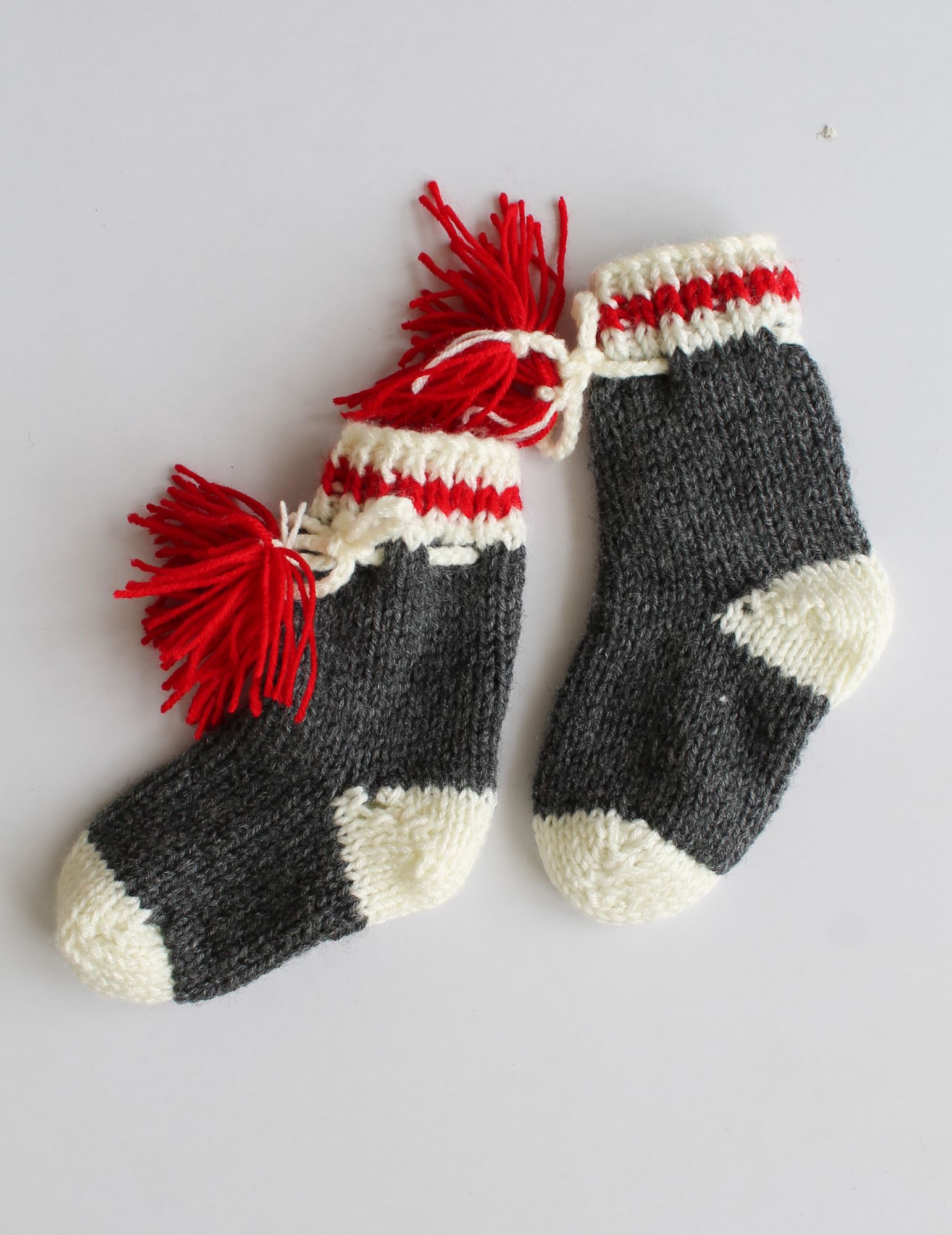 Woonie Color Block Handmade Socks - Grey