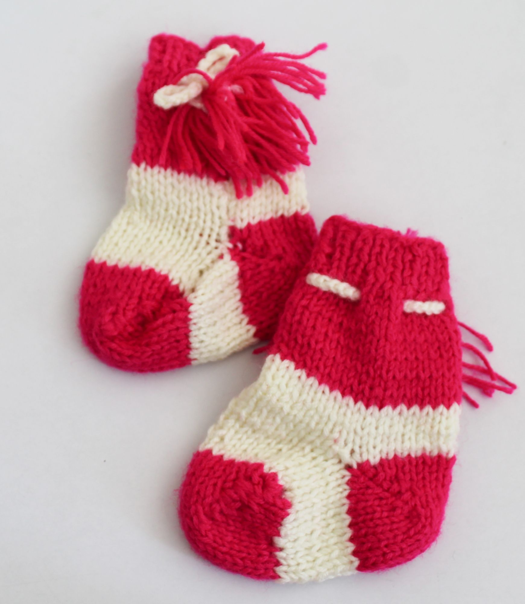 Woonie Color Block Handmade Socks - Pink