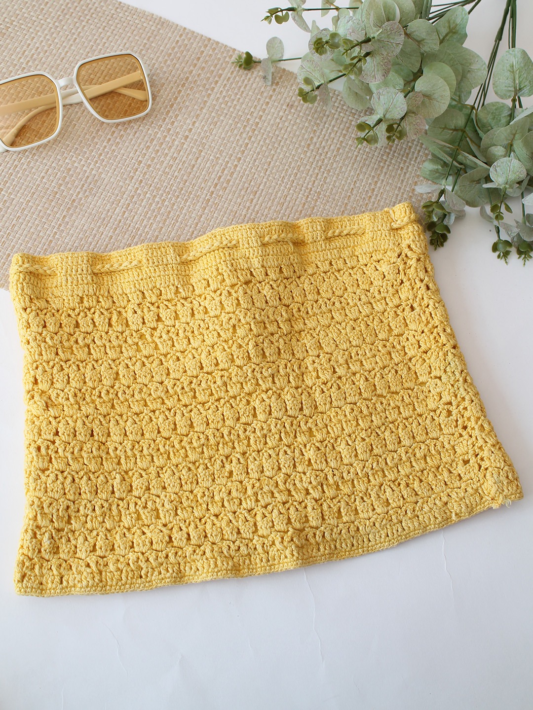 Woonie Cotton Self Design Skirt - Yellow