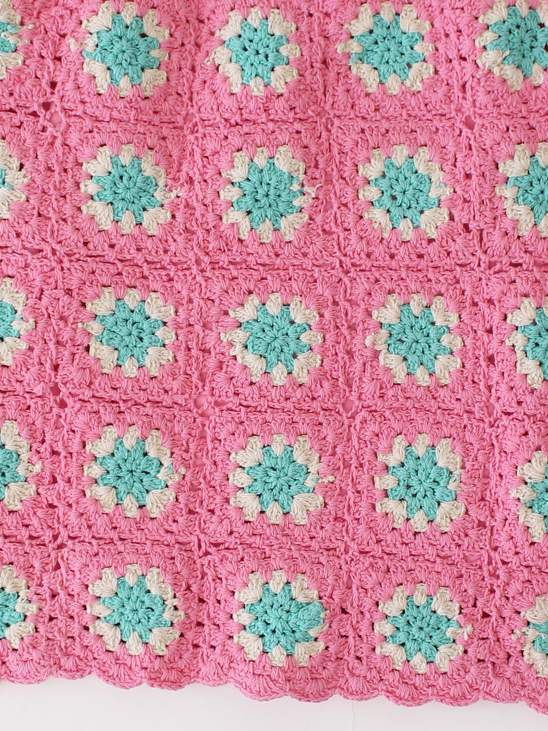 Woonie Cotton Hand Knitted Crochet Detailed Skirt - Pink