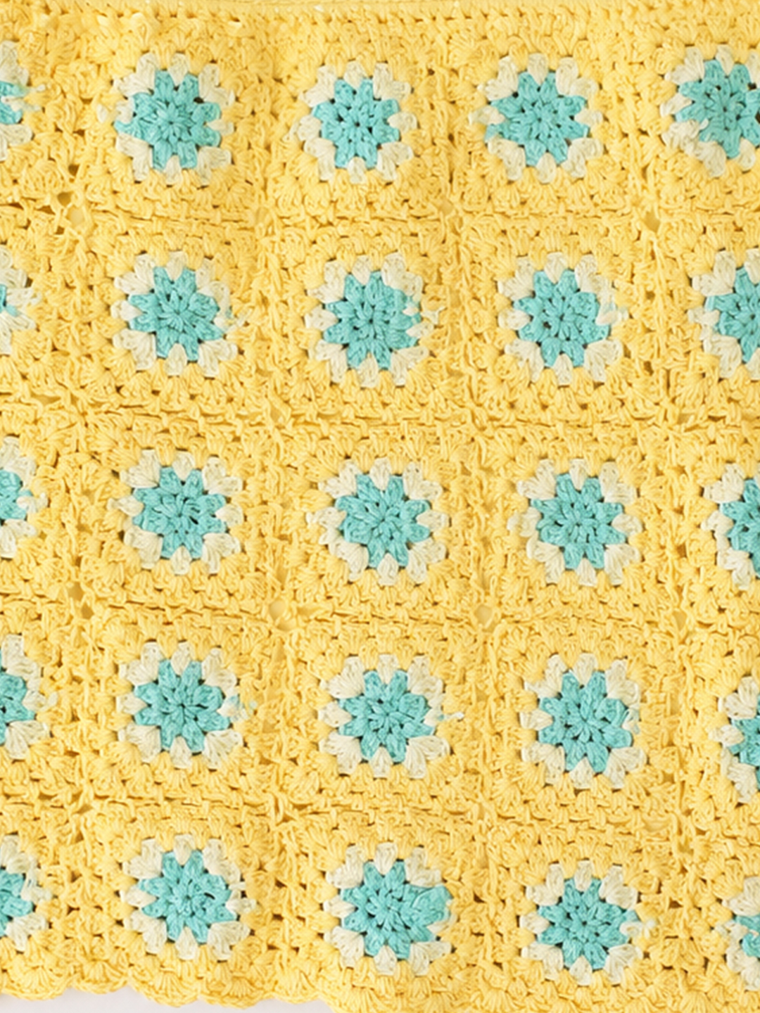 Woonie Cotton Hand Knitted Crochet Detailed Skirt - Yellow