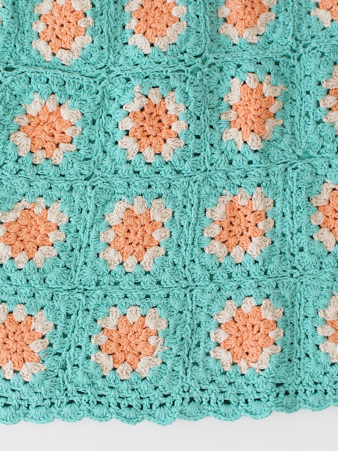 Woonie Cotton Hand Knitted Crochet Detailed Skirt - Sea Green