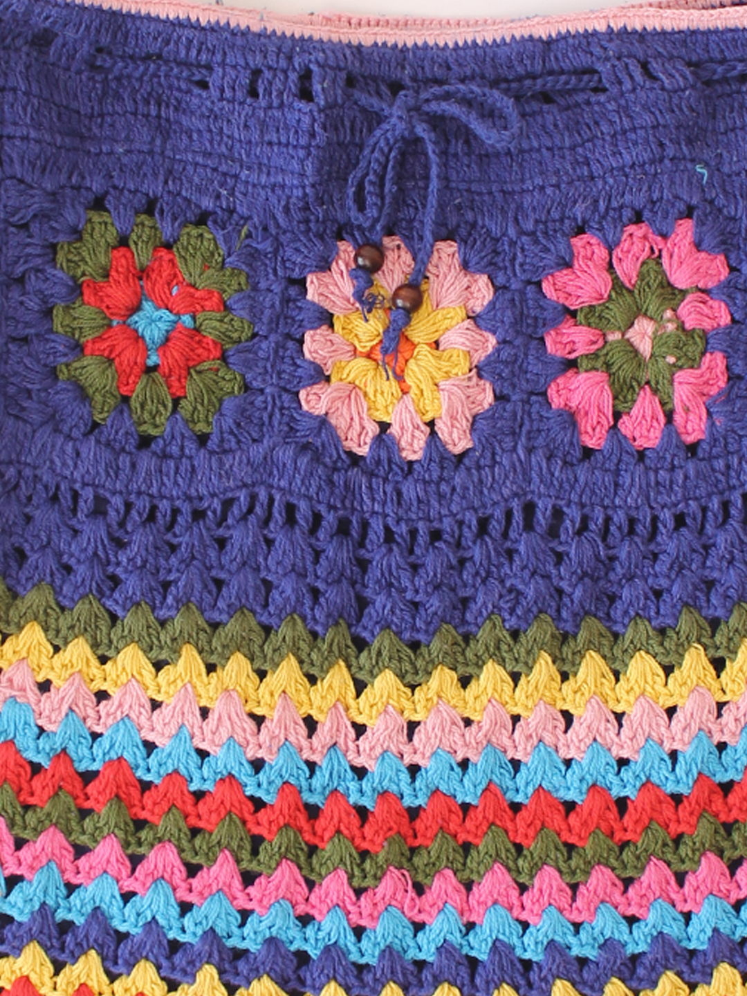Woonie Cotton Hand Knitted Crochet Detailed Skirt - Multicolor