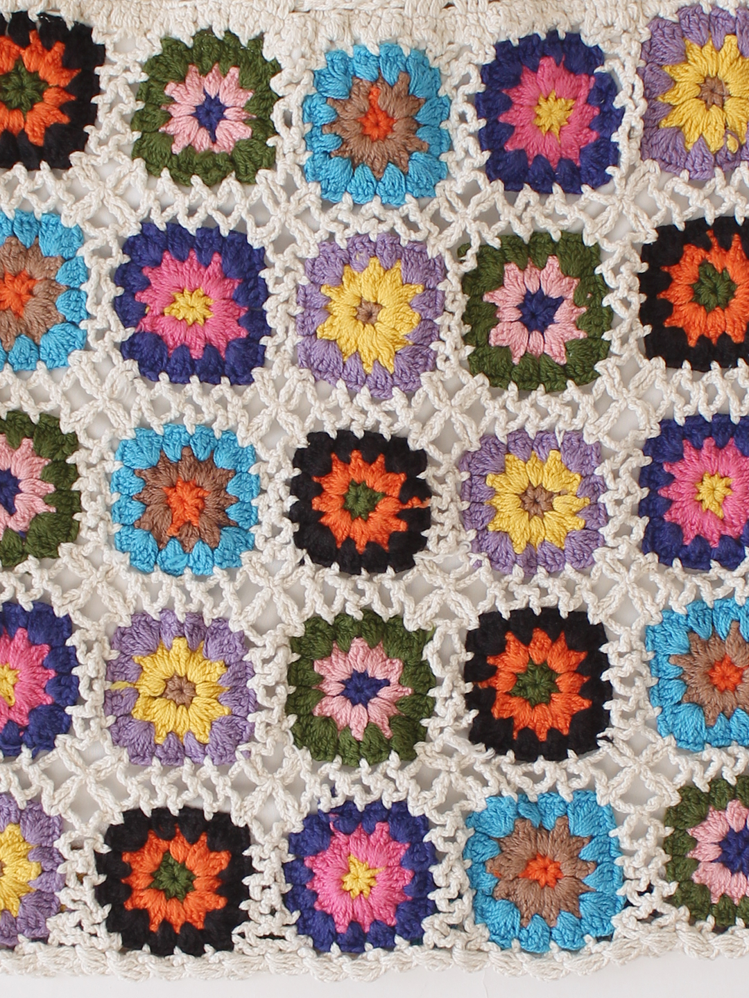 Woonie Cotton Hand Knitted Crochet Detailed Skirt - Multicolor