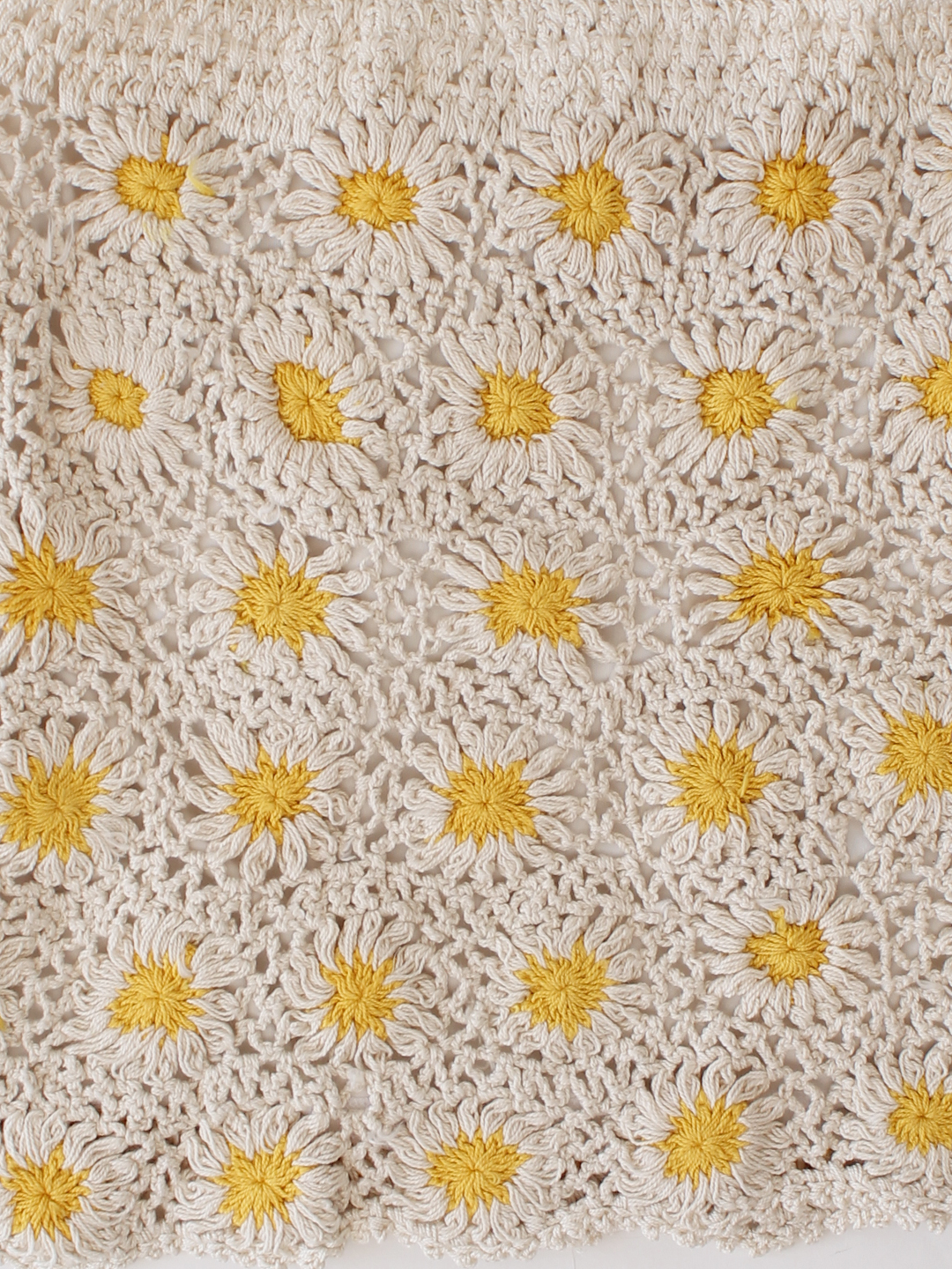 Woonie Cotton Hand Knitted Crochet Detailed Skirt - Cream