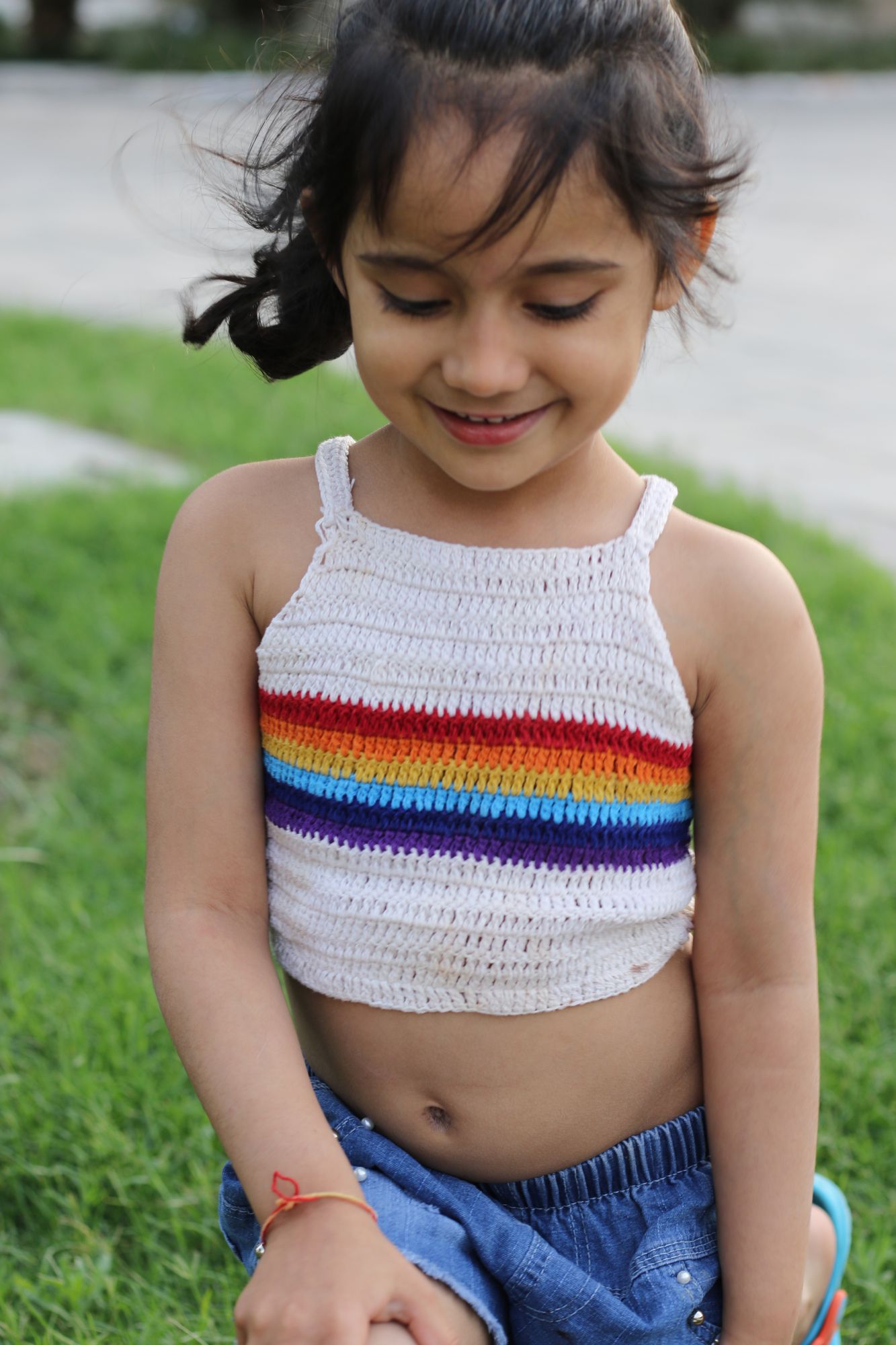 Rainbow Pattern Crop Top for Girls