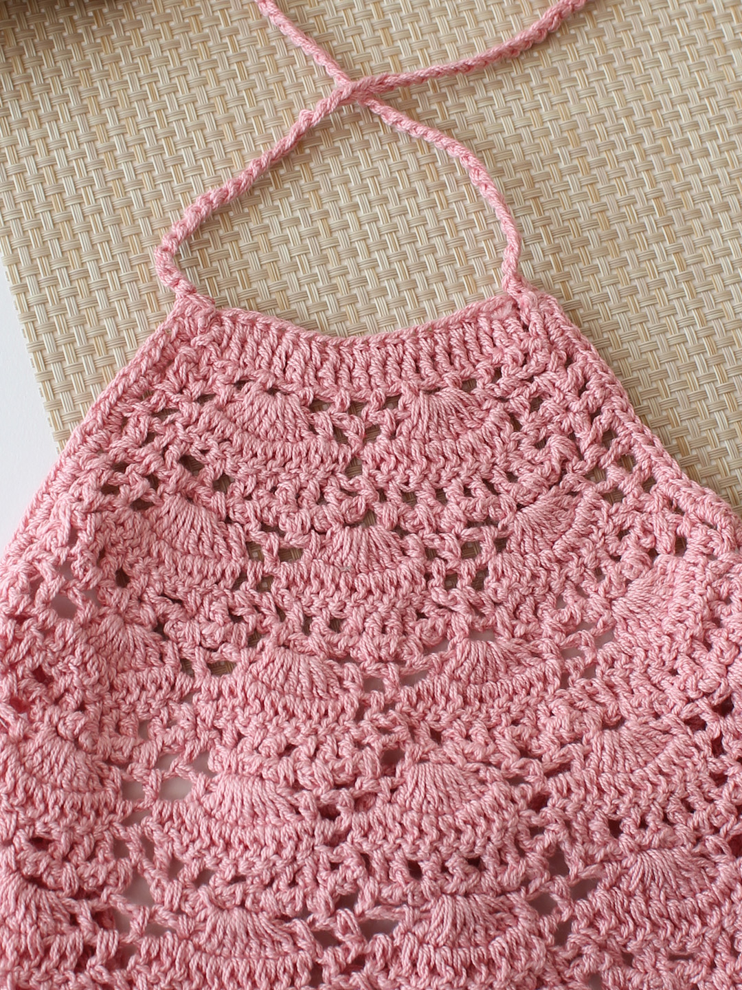 Woonie Self Design Halterneck Top - Light Pink