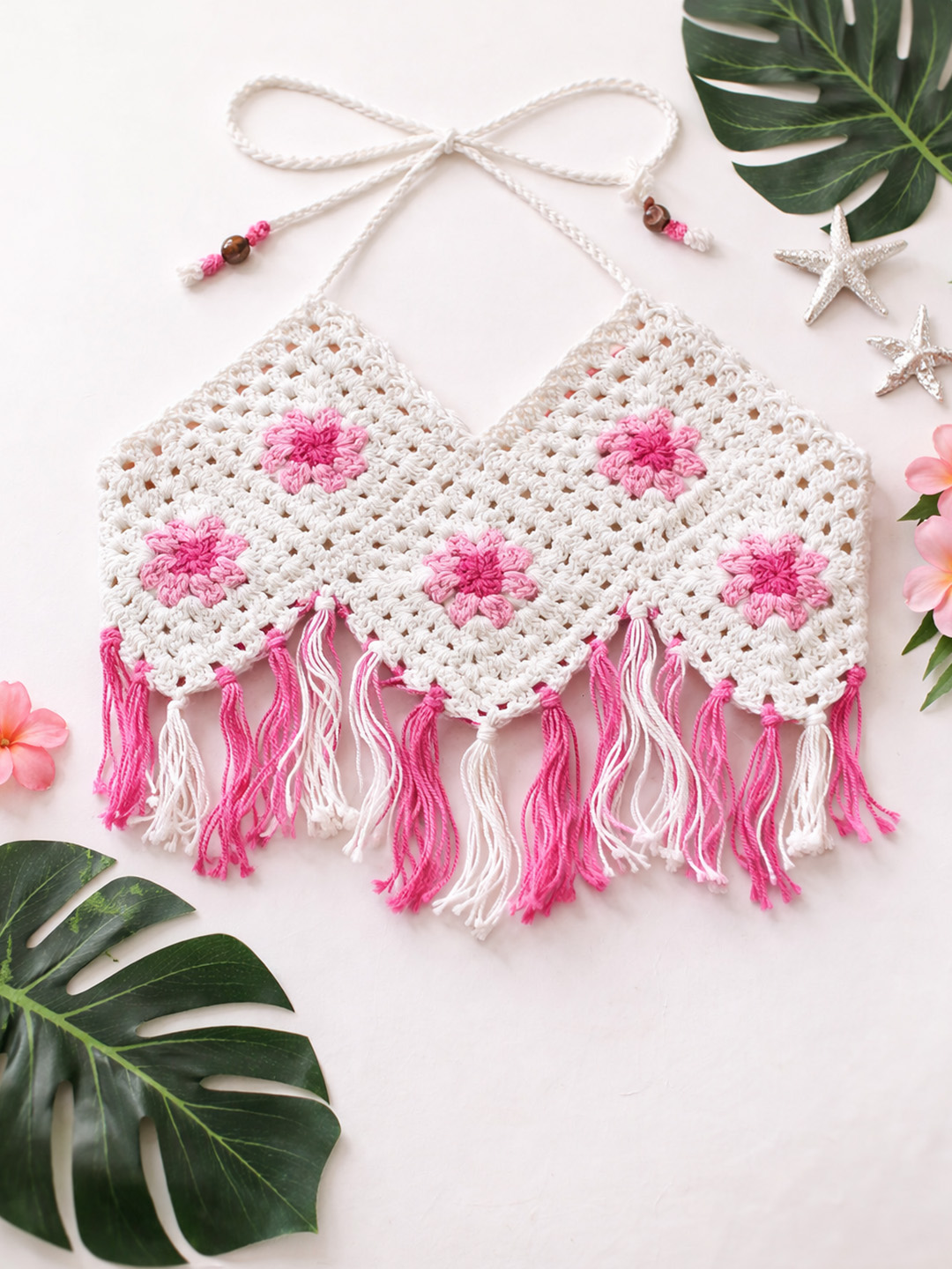 Crochet Fringes Detailed Crochet Top  White