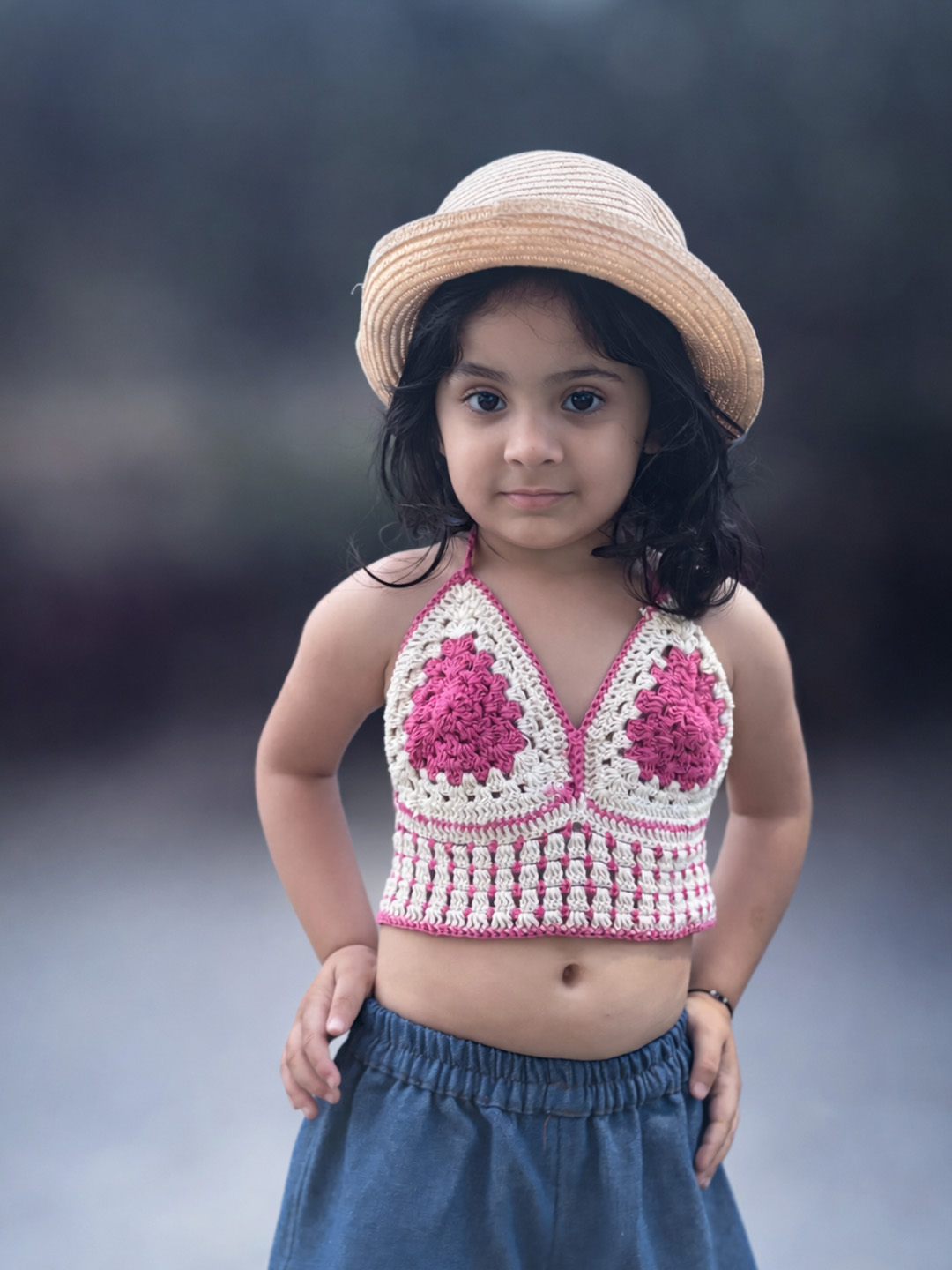 Crochet Sleeveless Colorblock Top - Pink