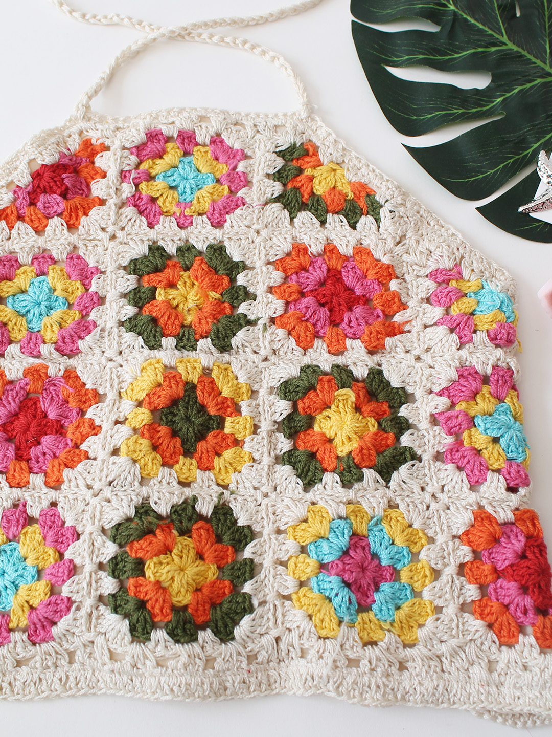 Woonie Granny Square Halterneck Top  Multicolor