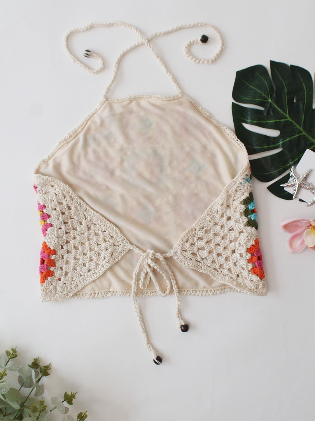 Woonie Granny Square Halterneck Top  Multicolor