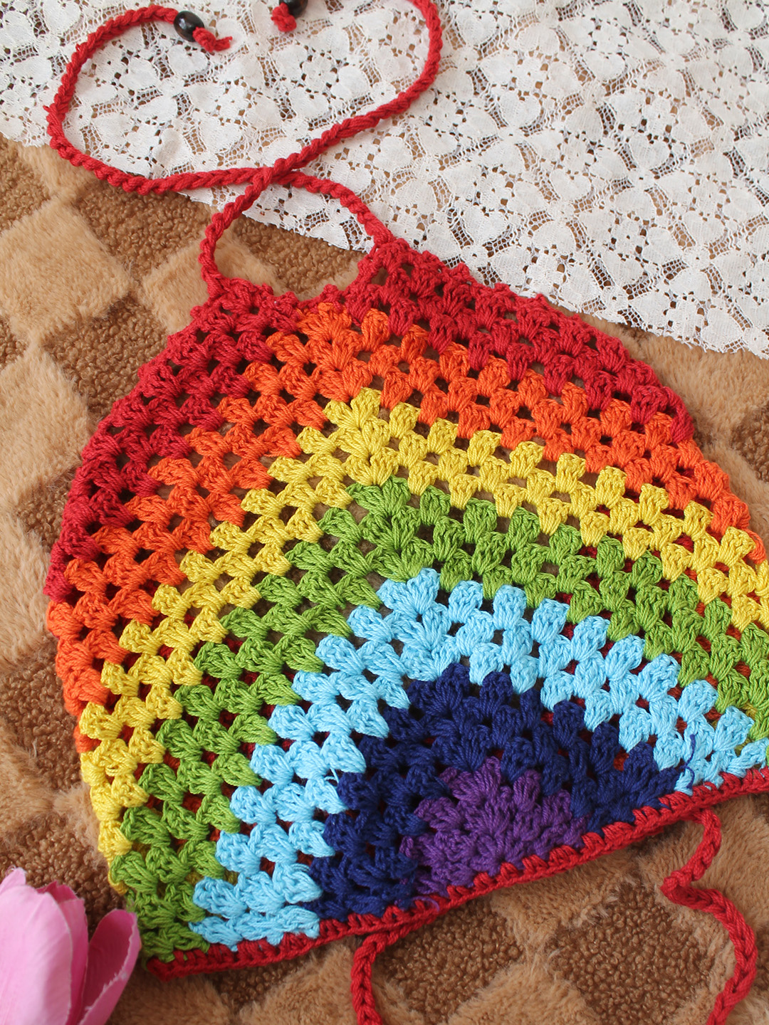 Woonie Self Design Halterneck Top  Multicolor