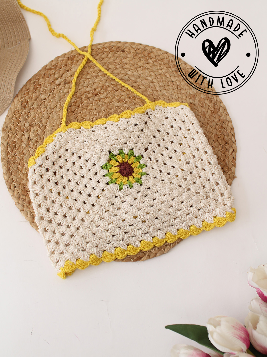 Sunflower Halterneck Top - White