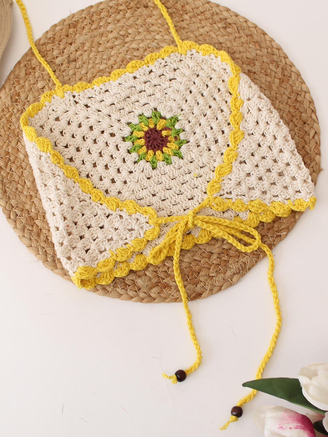 Sunflower Halterneck Top - White