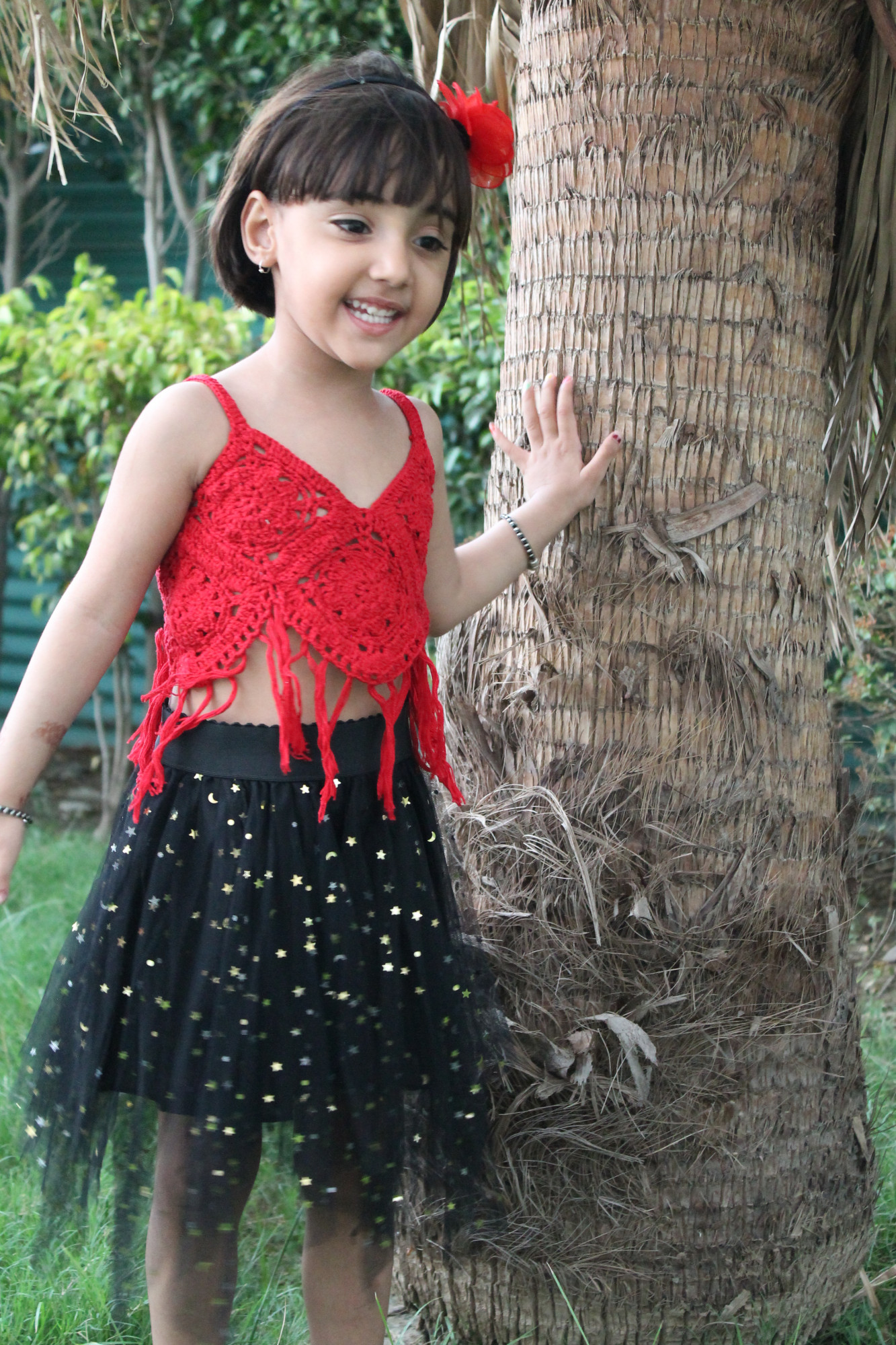 Red Strap Top with Fringes